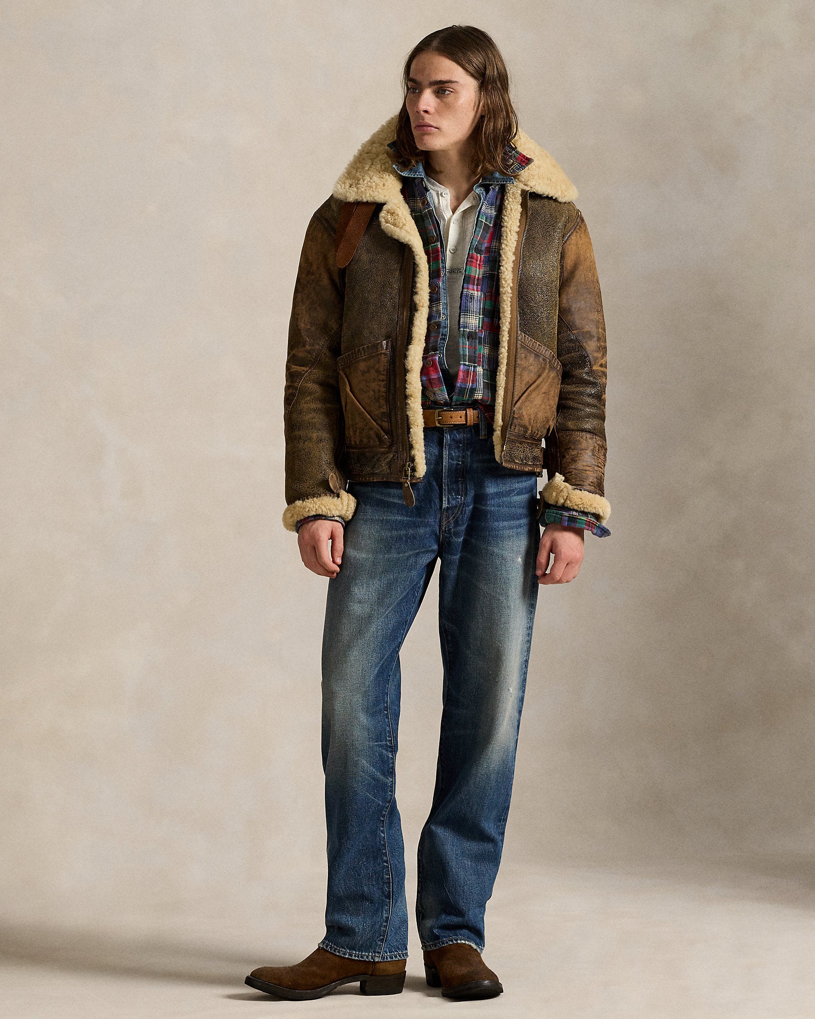 Ralph Lauren LeatherTrim Shearling Flight Jacket