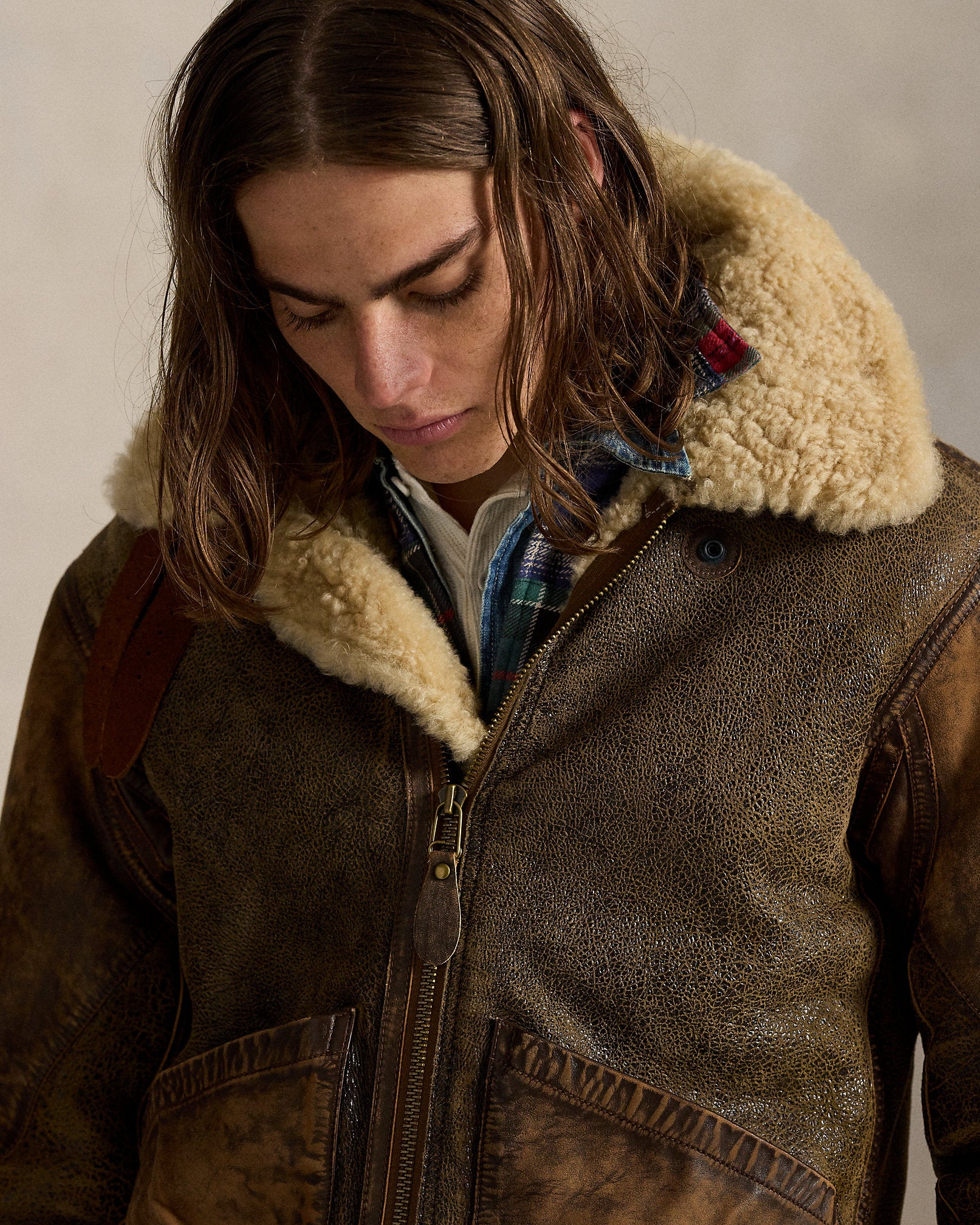 Ralph Lauren LeatherTrim Shearling Flight Jacket