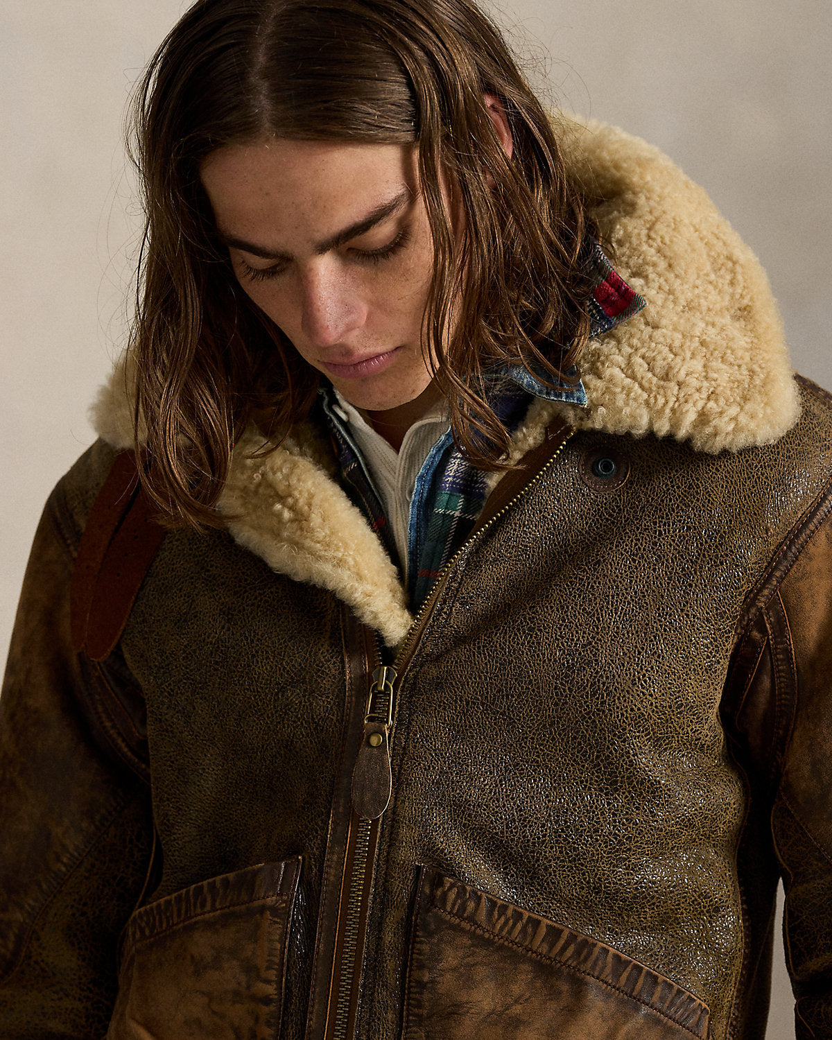 Ralph Lauren LeatherTrim Shearling Flight Jacket