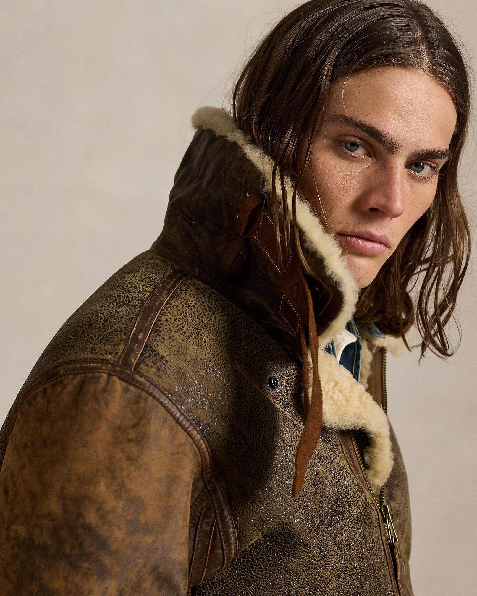 Ralph Lauren LeatherTrim Shearling Flight Jacket