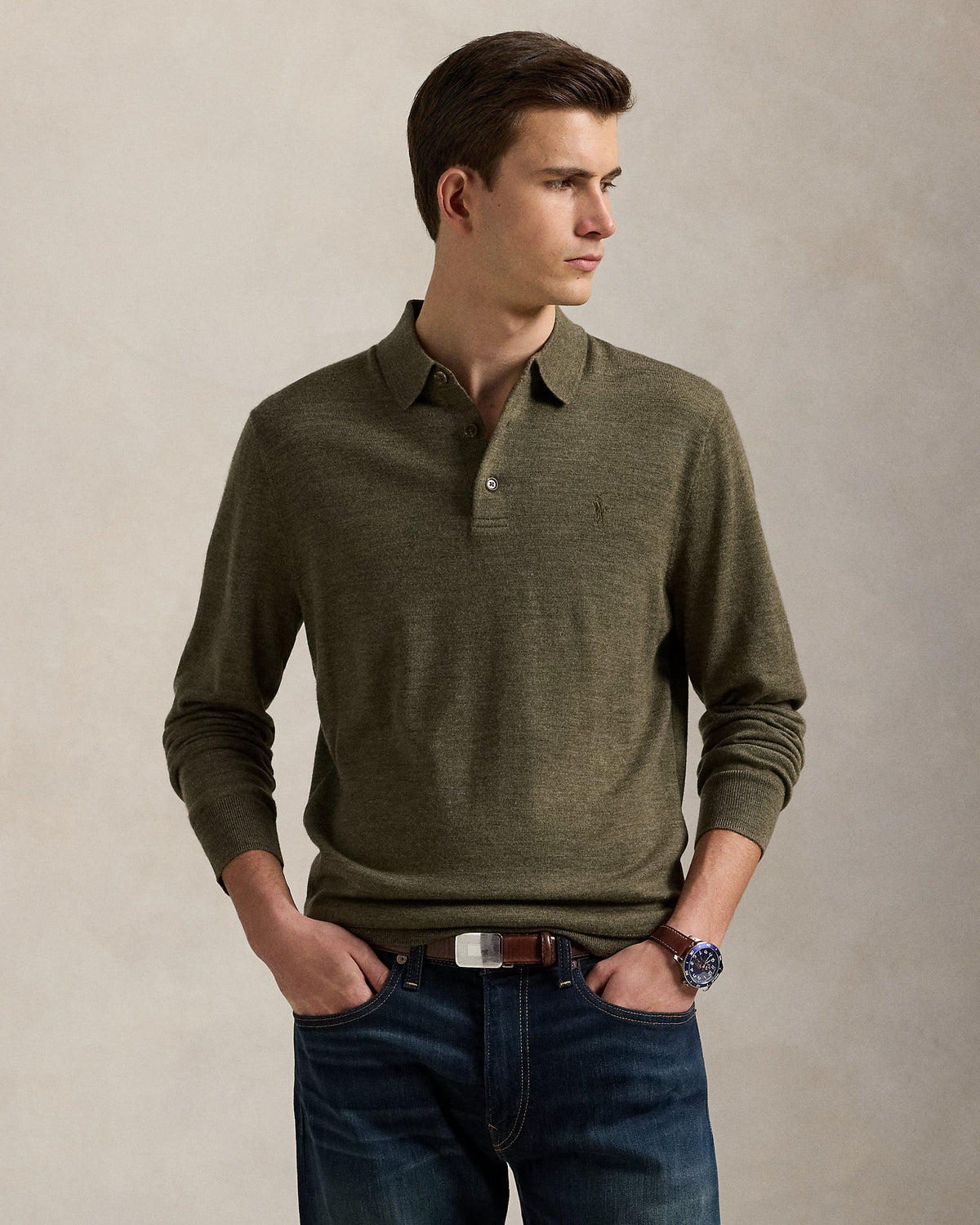 Ralph Lauren Washable Wool PoloCollar Sweater