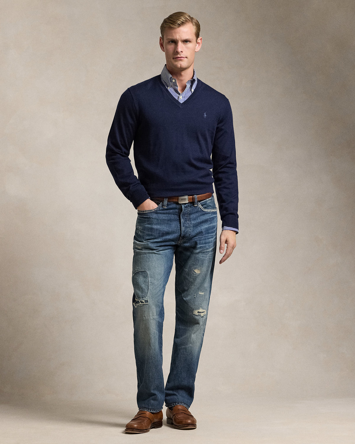 Ralph Lauren Washable Wool VNeck Sweater