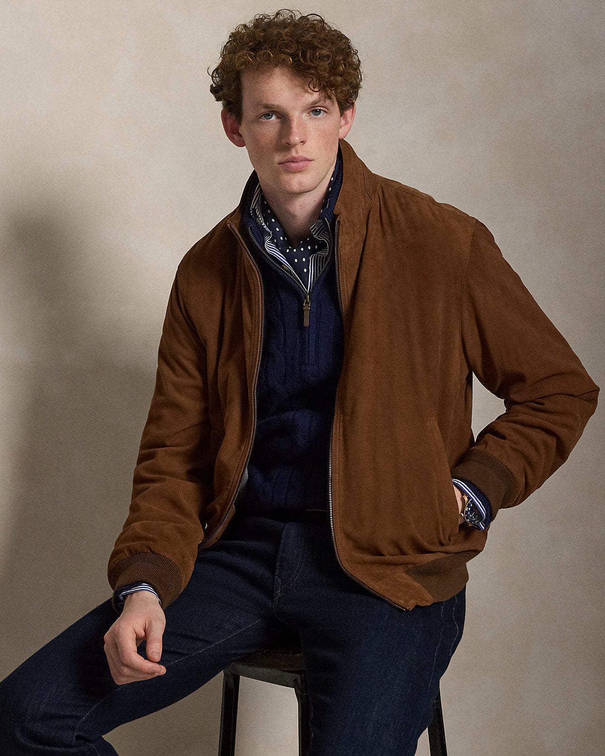 Ralph Lauren CableKnit Cashmere QuarterZip Sweater