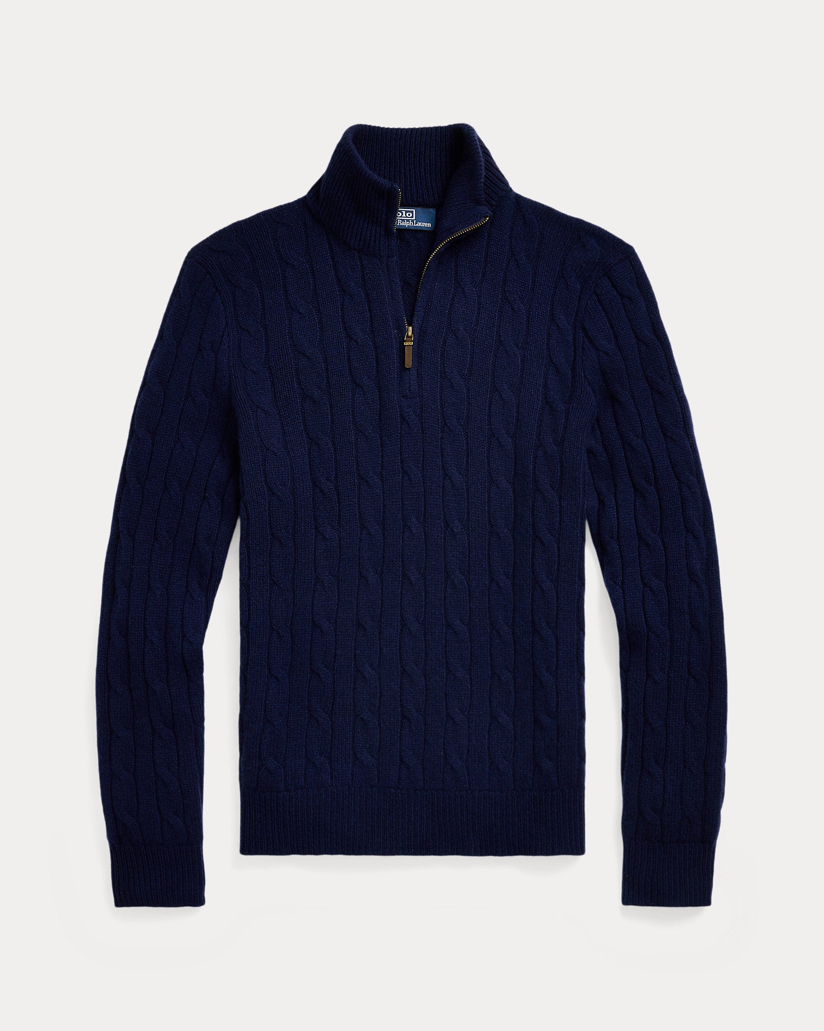 Ralph Lauren CableKnit Cashmere QuarterZip Sweater