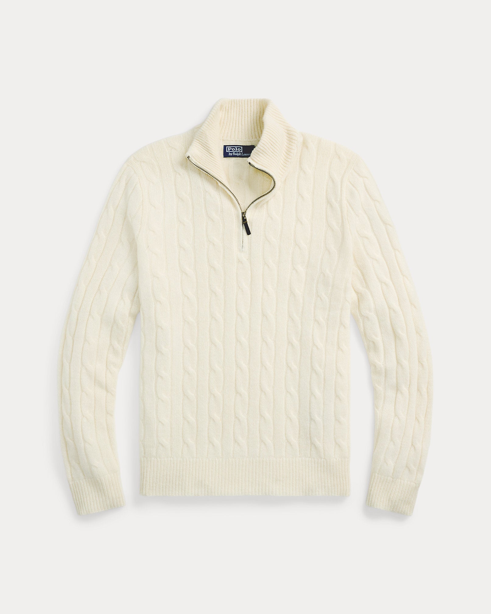 Ralph Lauren CableKnit Cashmere QuarterZip Sweater
