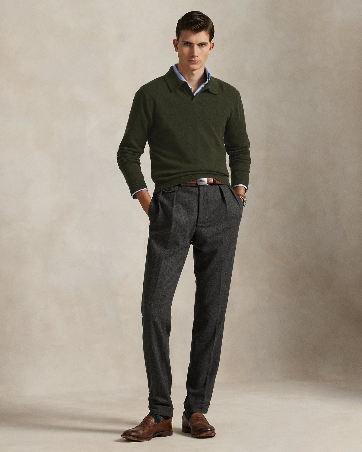 Ralph Lauren Wool JohnnyCollar Sweater