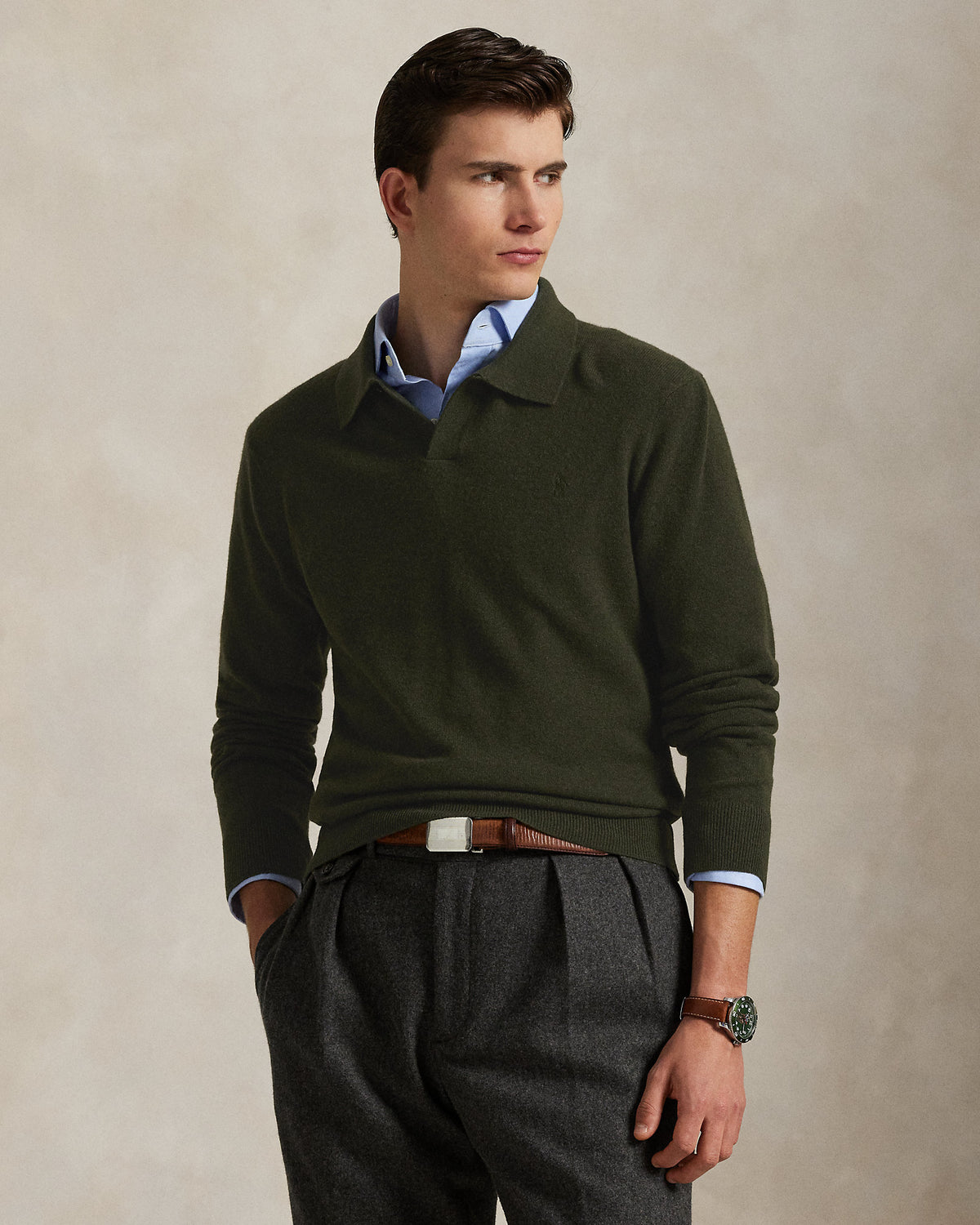 Ralph Lauren Wool JohnnyCollar Sweater
