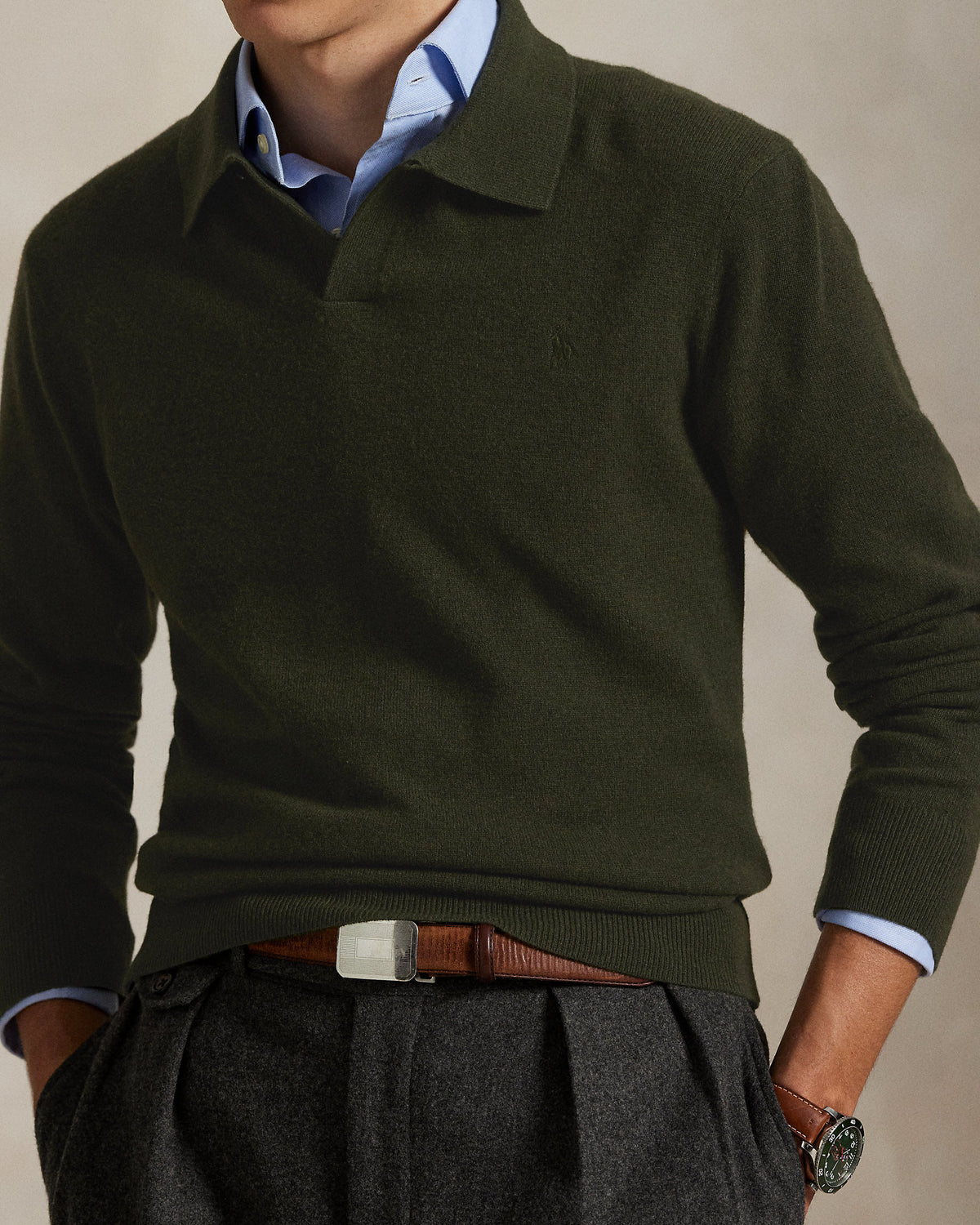 Ralph Lauren Wool JohnnyCollar Sweater