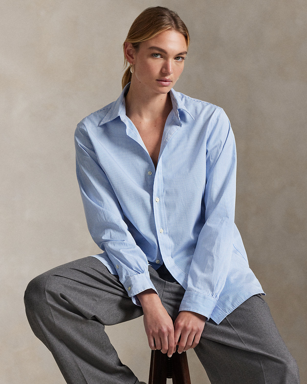 Ralph Lauren Classic Fit Striped Poplin Shirt