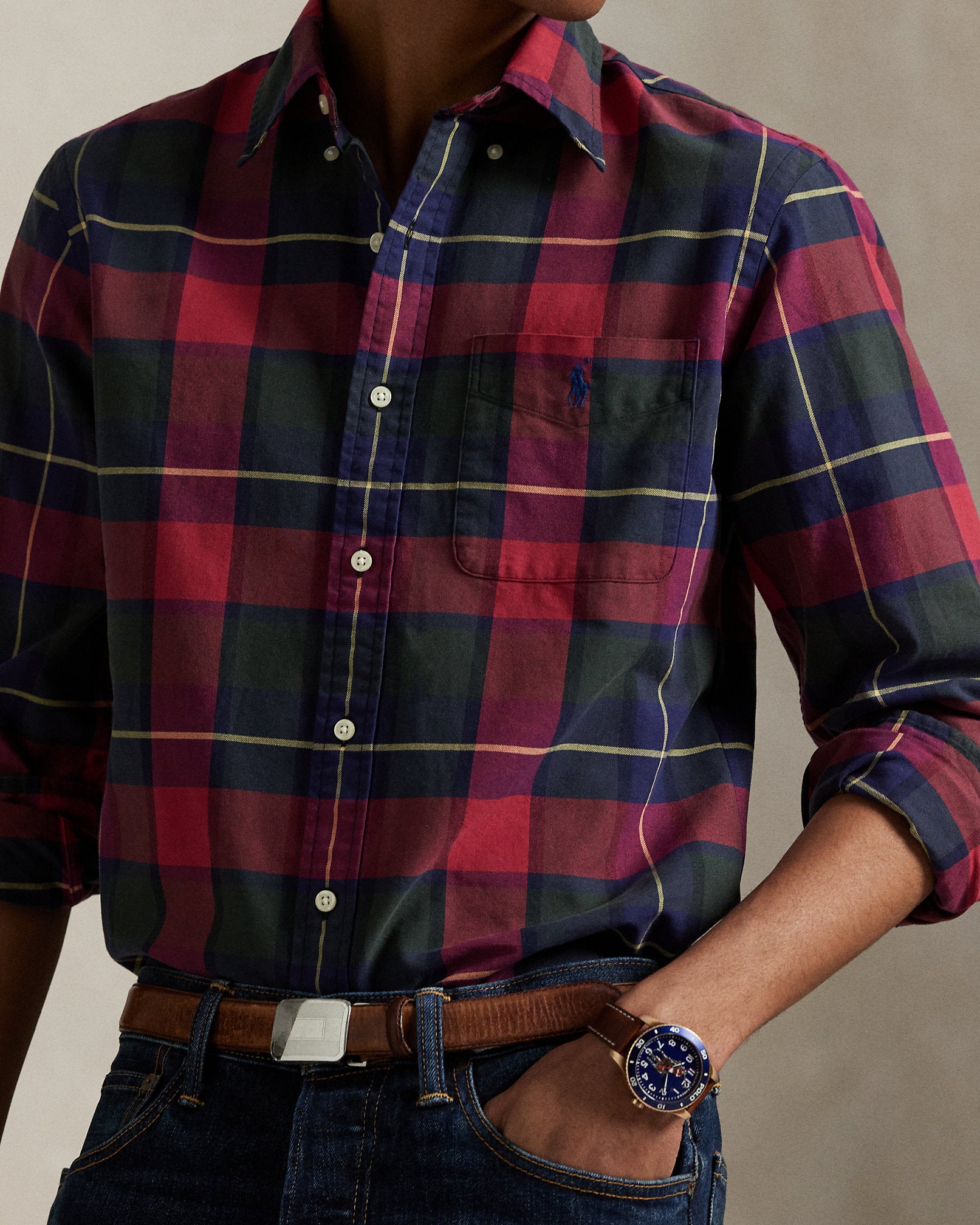 Ralph Lauren Classic Fit Plaid Oxford Shirt