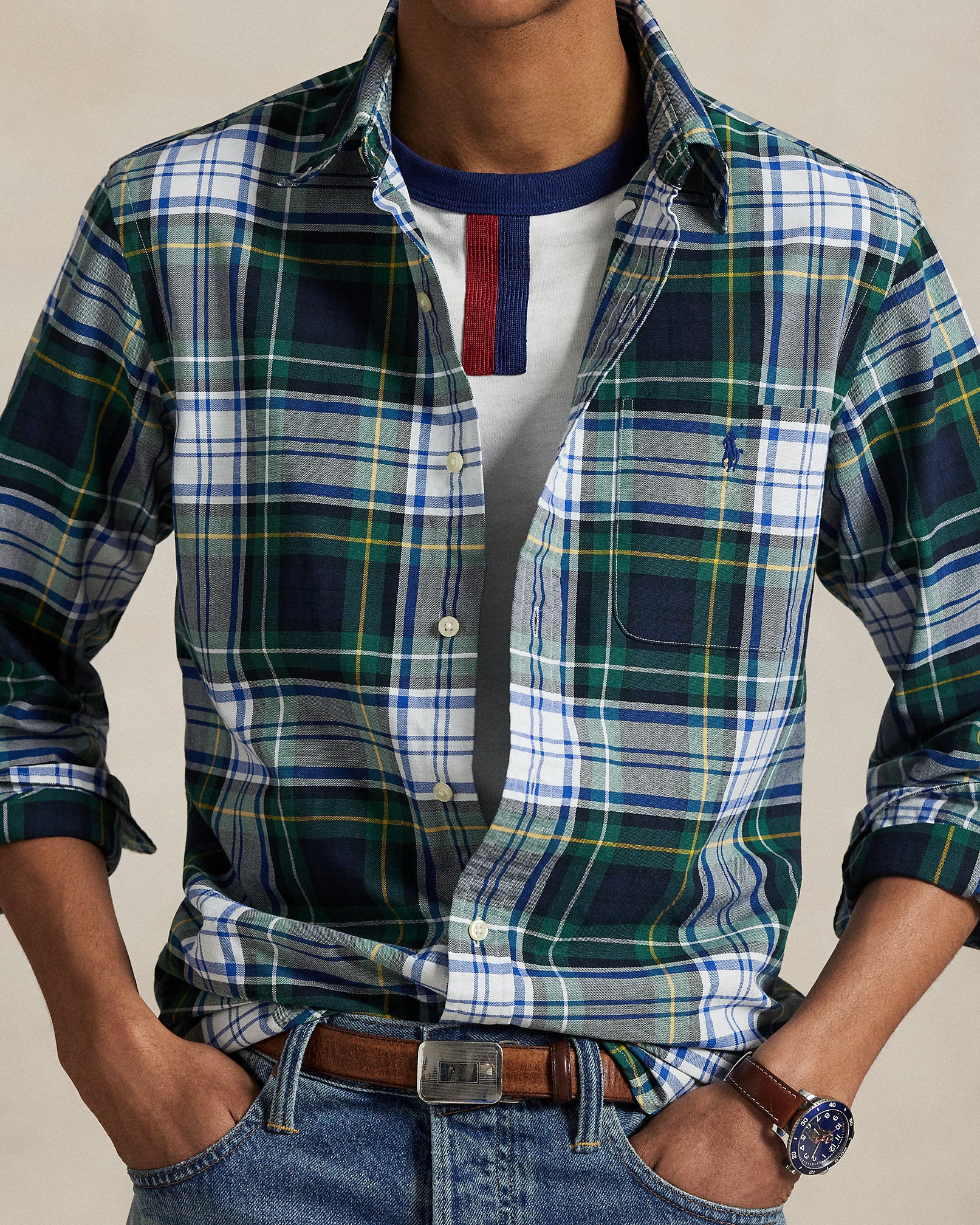 Ralph Lauren Classic Fit Plaid Oxford Shirt