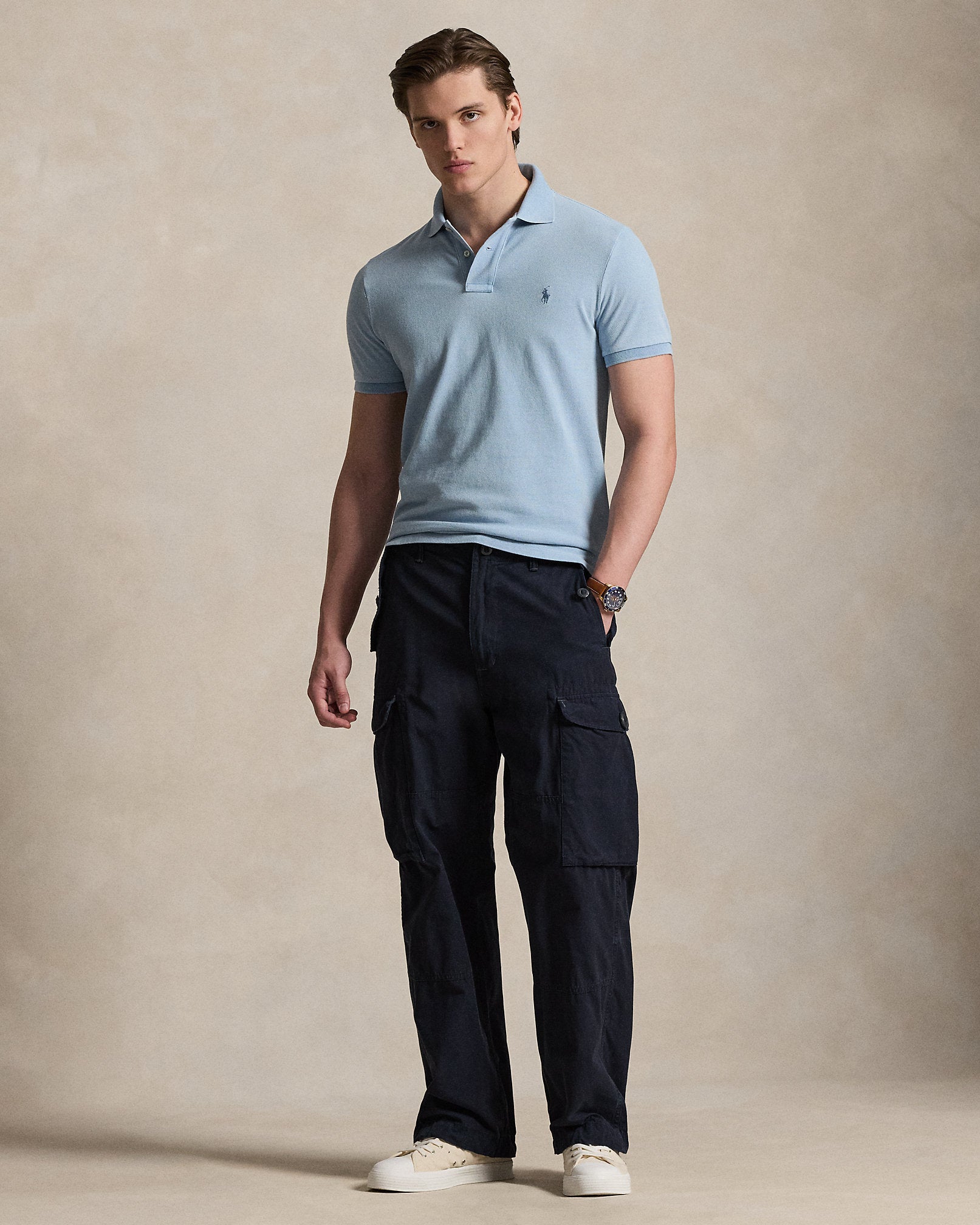 Ralph Lauren Custom Slim Fit Indigo Mesh Polo Shirt