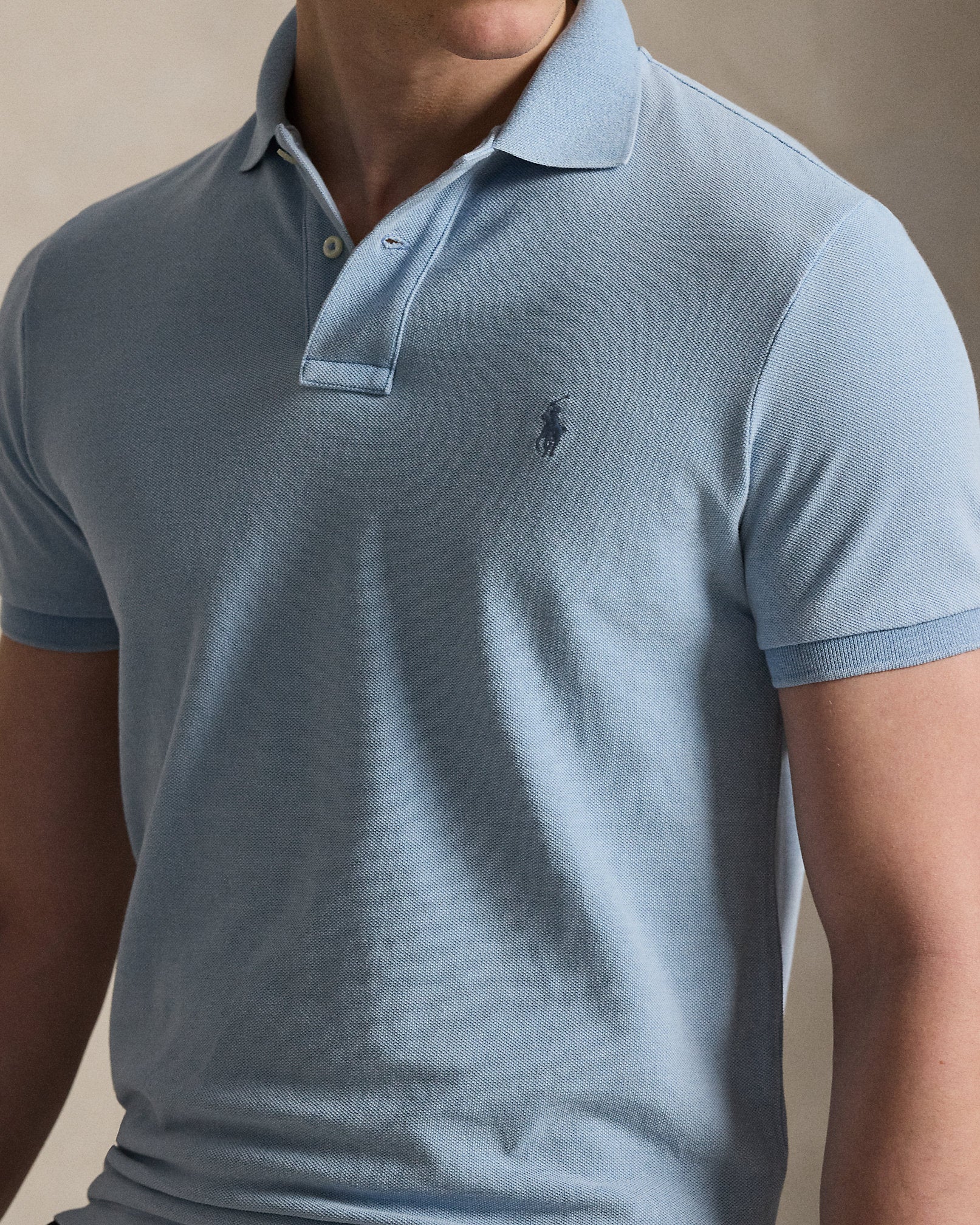 Ralph Lauren Custom Slim Fit Indigo Mesh Polo Shirt