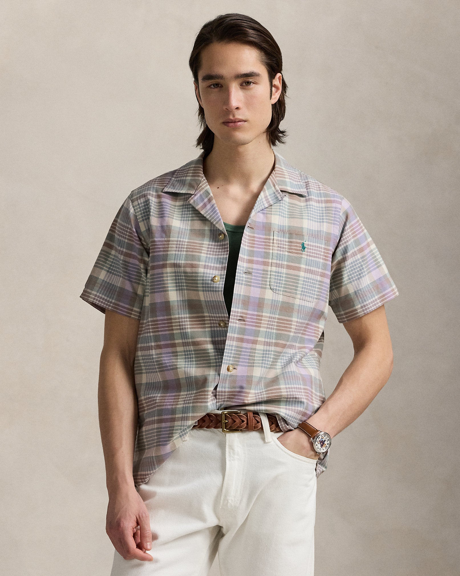 Ralph Lauren Classic Fit Plaid Oxford Camp Shirt