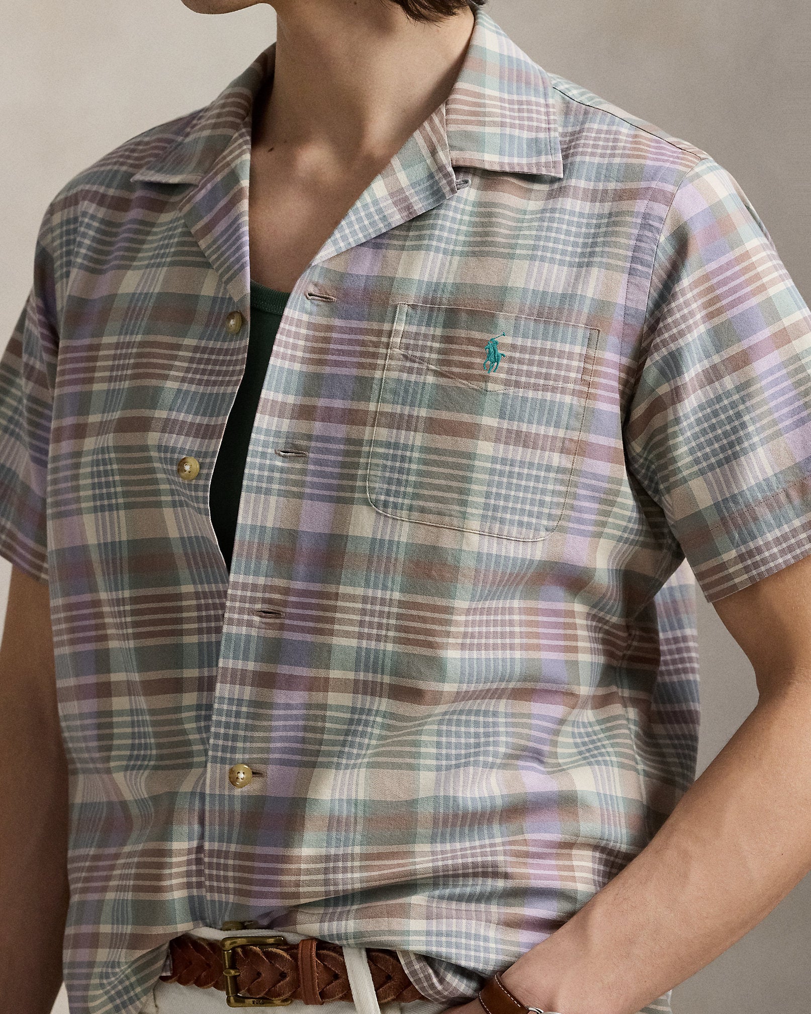 Ralph Lauren Classic Fit Plaid Oxford Camp Shirt