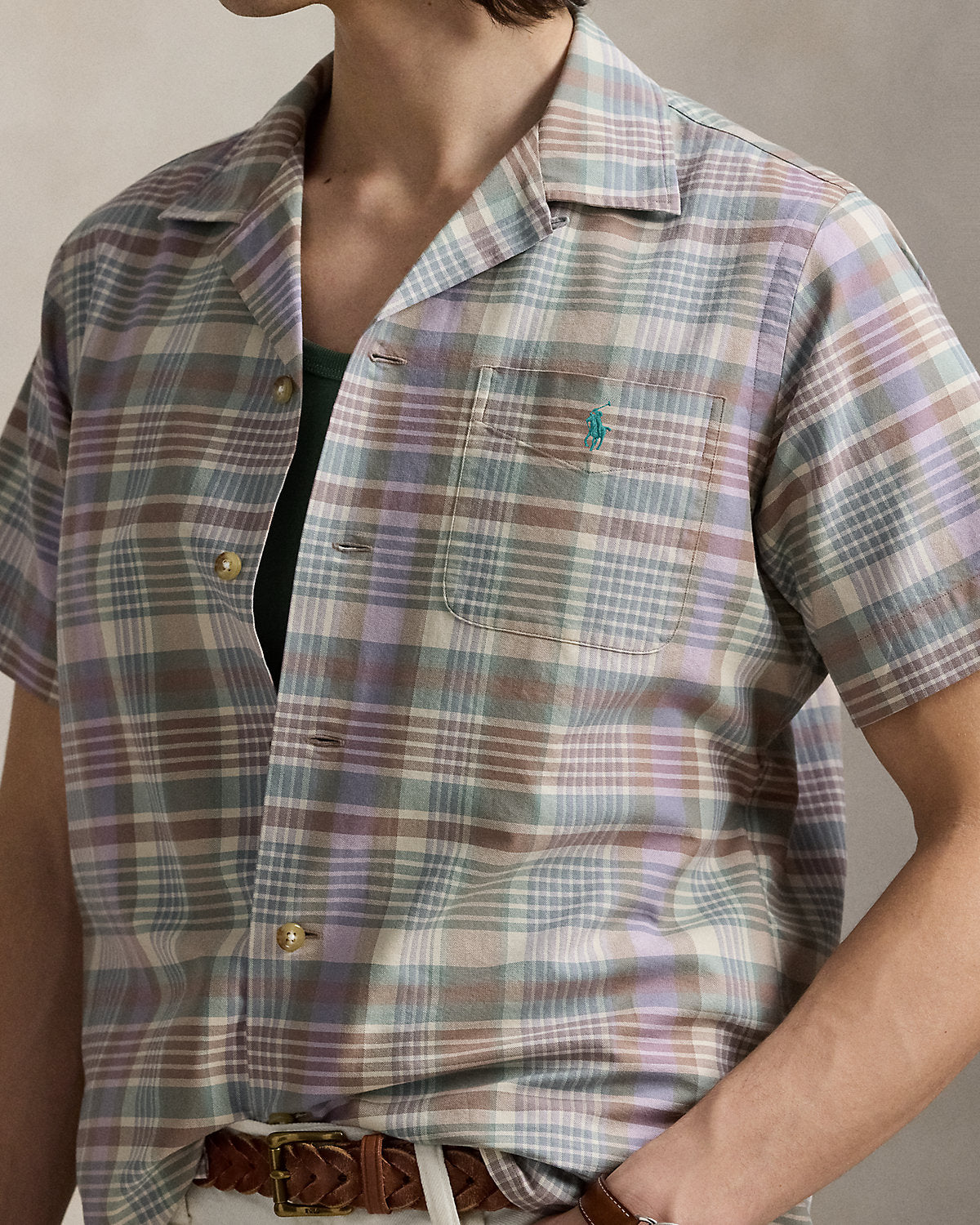 Ralph Lauren Classic Fit Plaid Oxford Camp Shirt