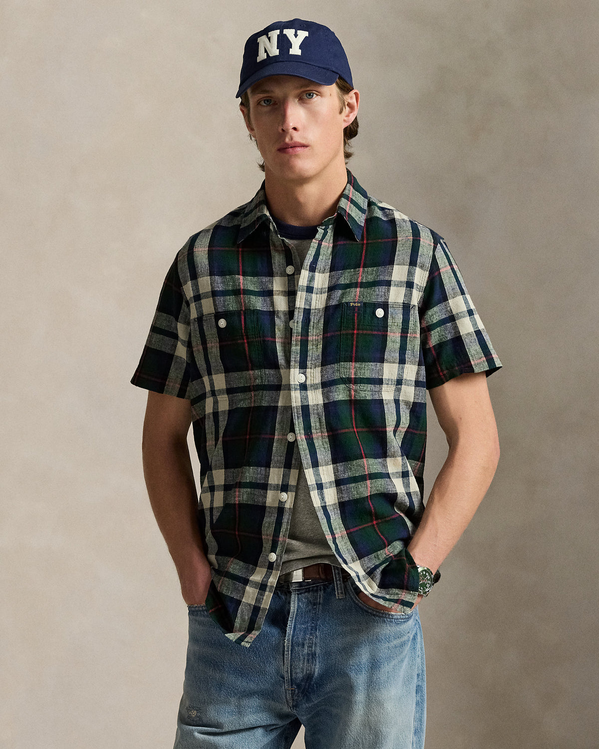 Ralph Lauren Classic Fit Plaid LinenCotton Shirt