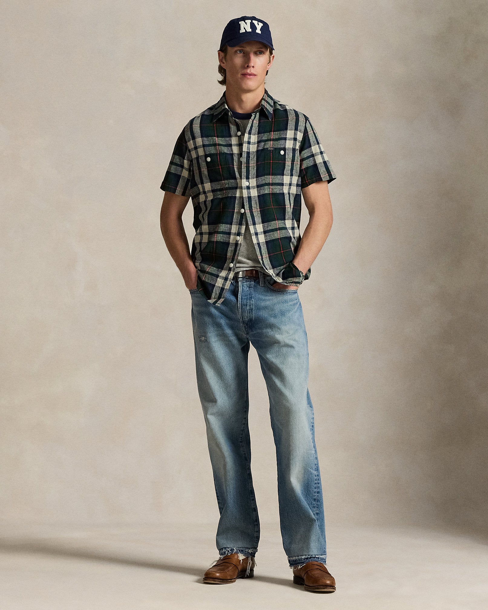 Ralph Lauren Classic Fit Plaid LinenCotton Shirt