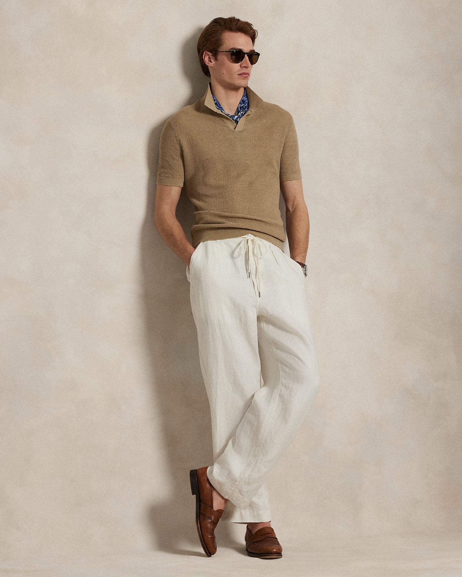 Ralph Lauren Lateef Relaxed Fit Pleated Linen Pant
