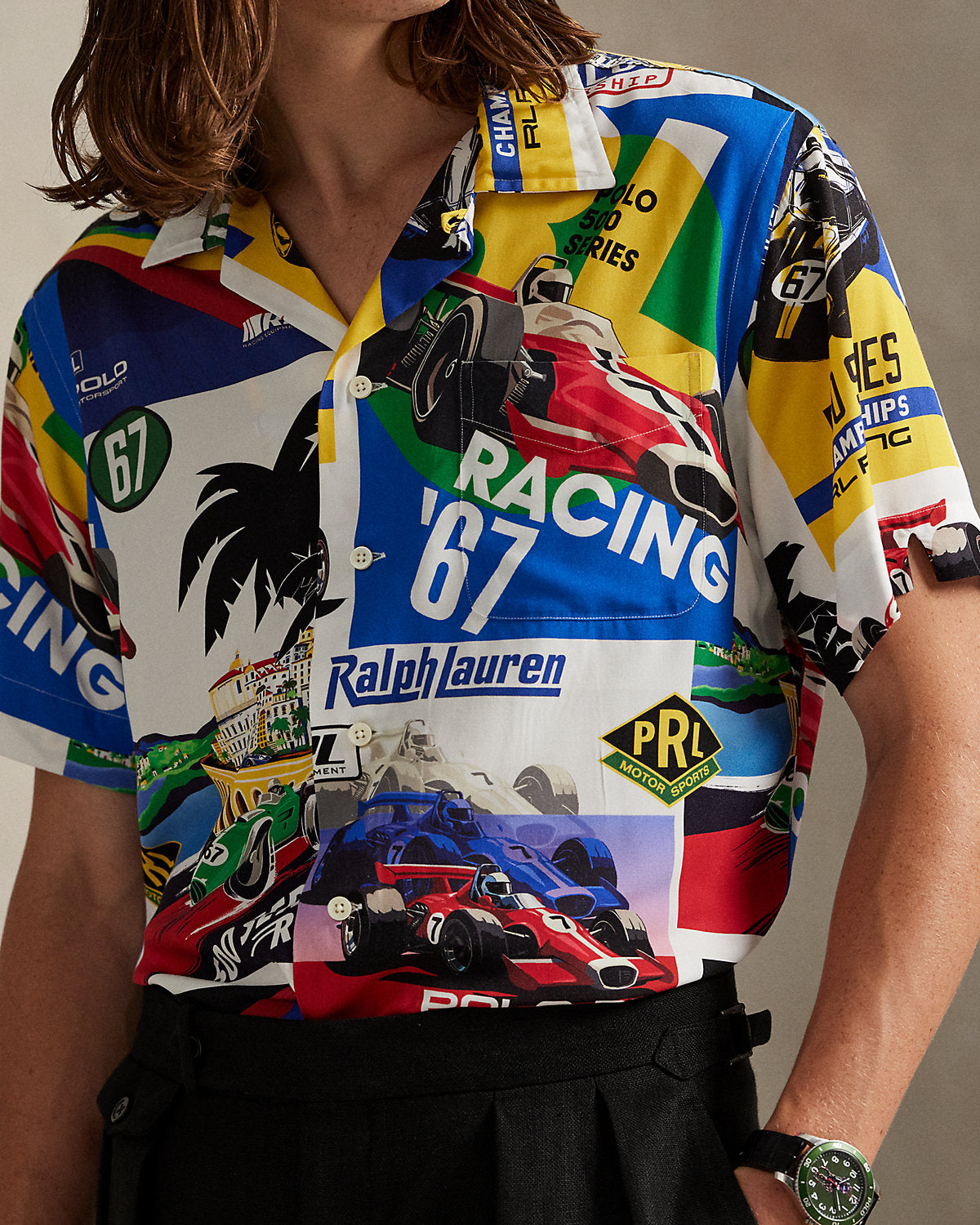 Ralph Lauren Classic Fit RacingPrint Camp Shirt