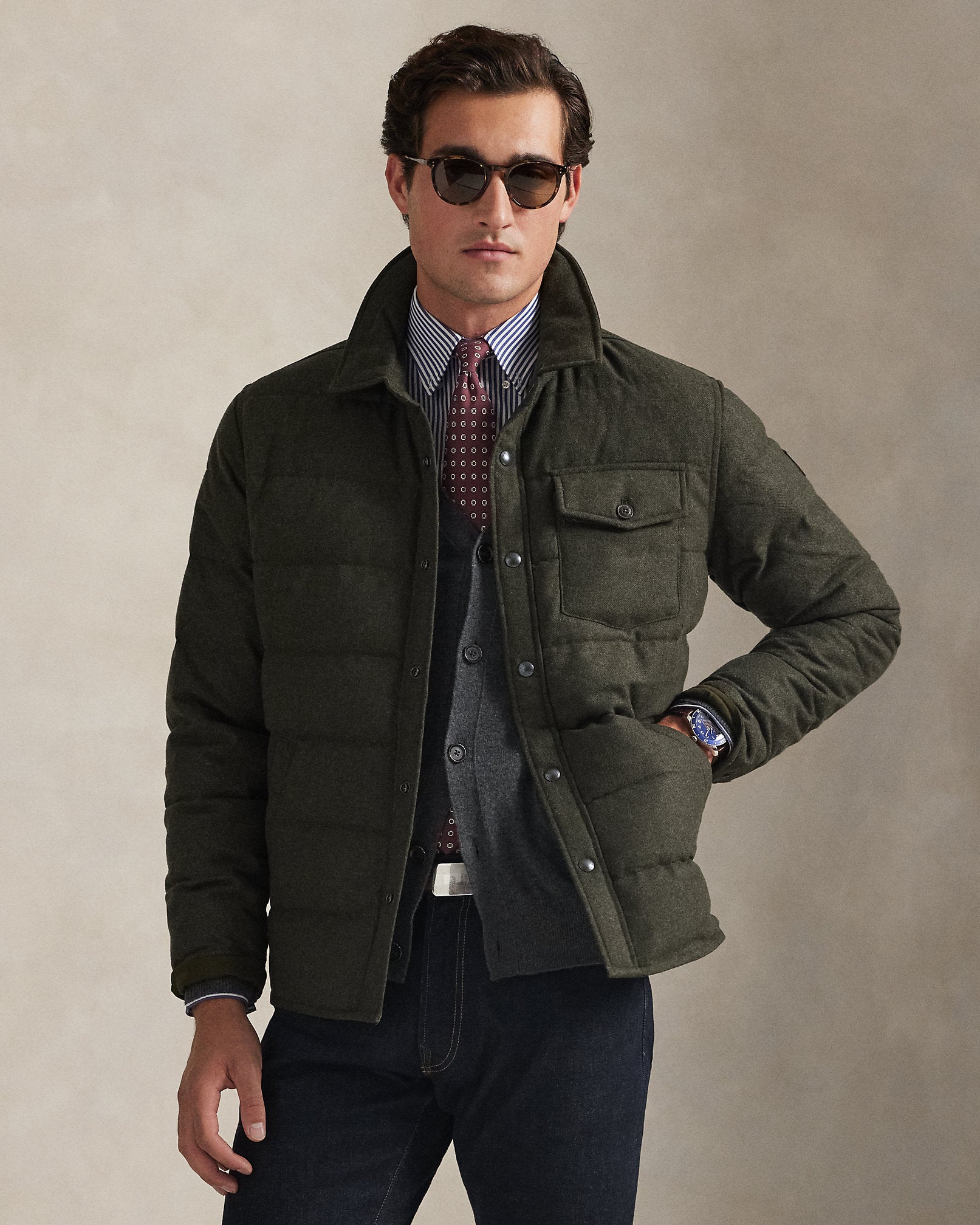 Ralph Lauren Herringbone Down Shirt Jacket