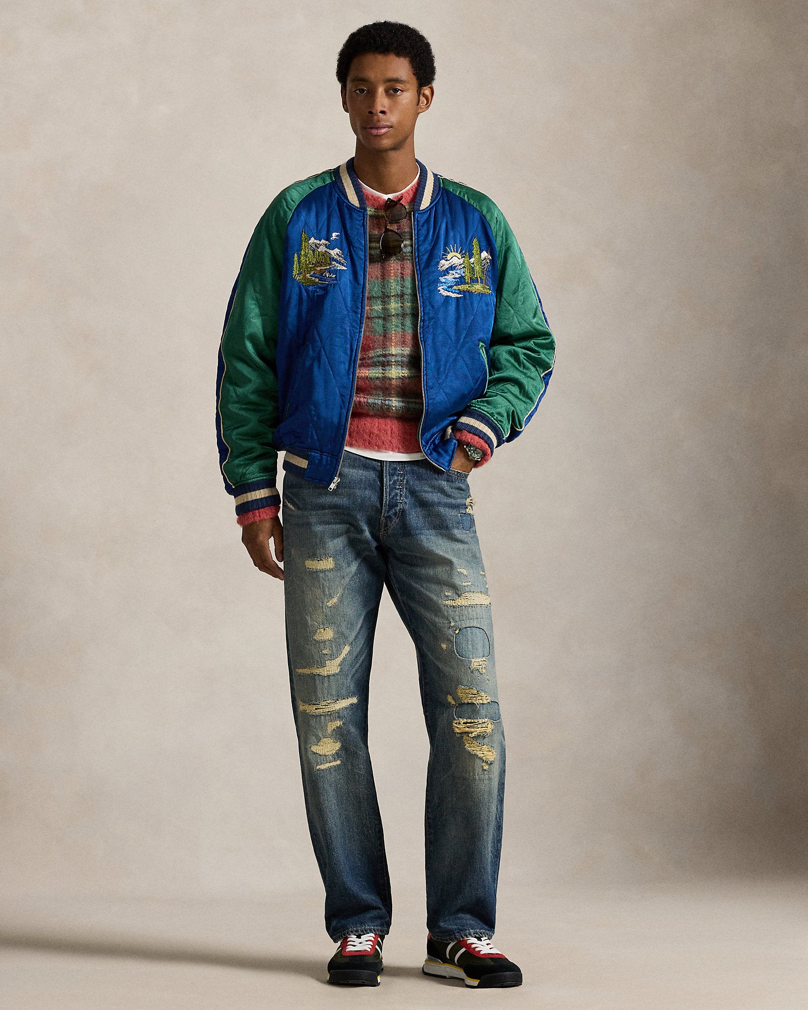 Ralph Lauren Embroidered Satin Flight Jacket