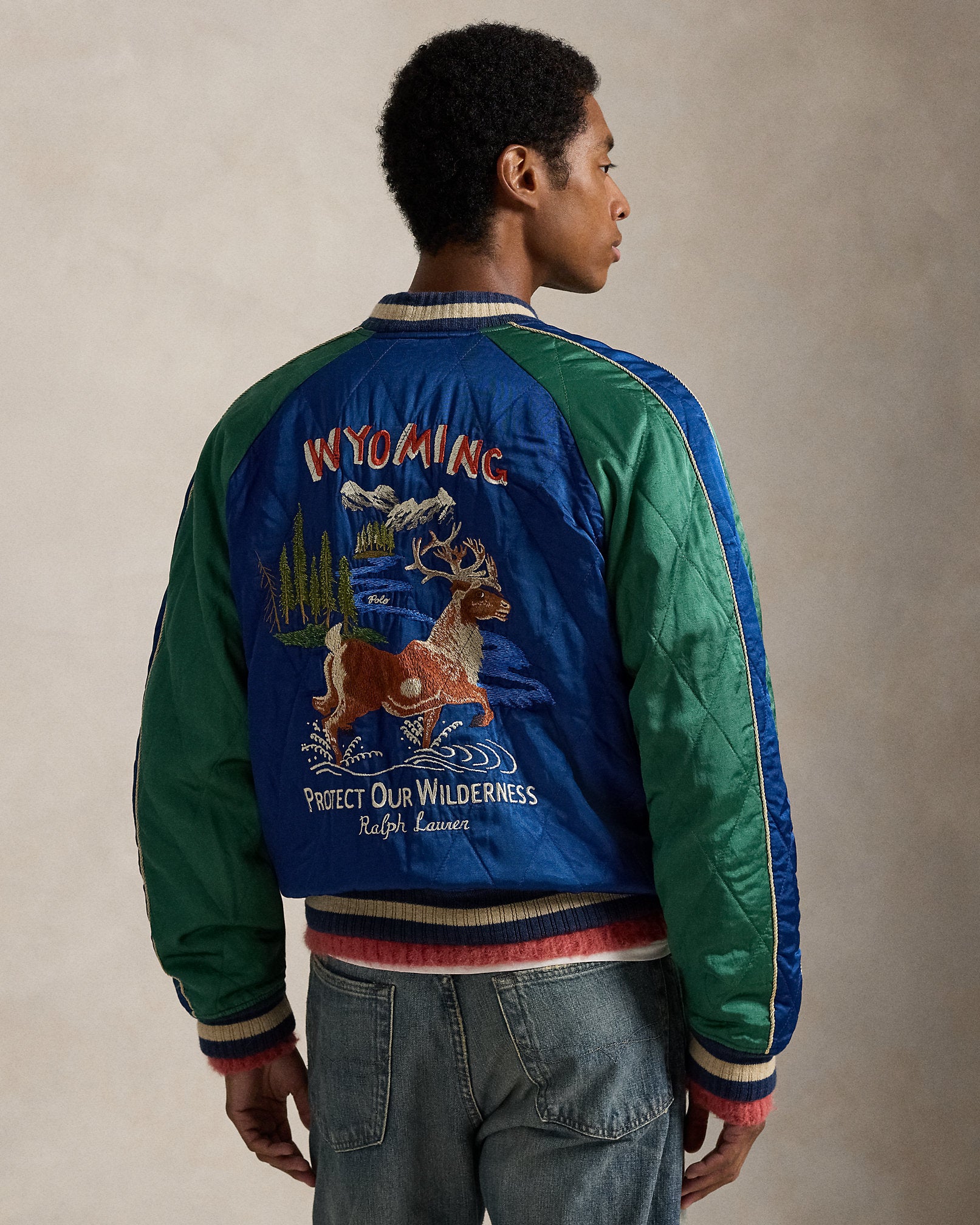 Ralph Lauren Embroidered Satin Flight Jacket