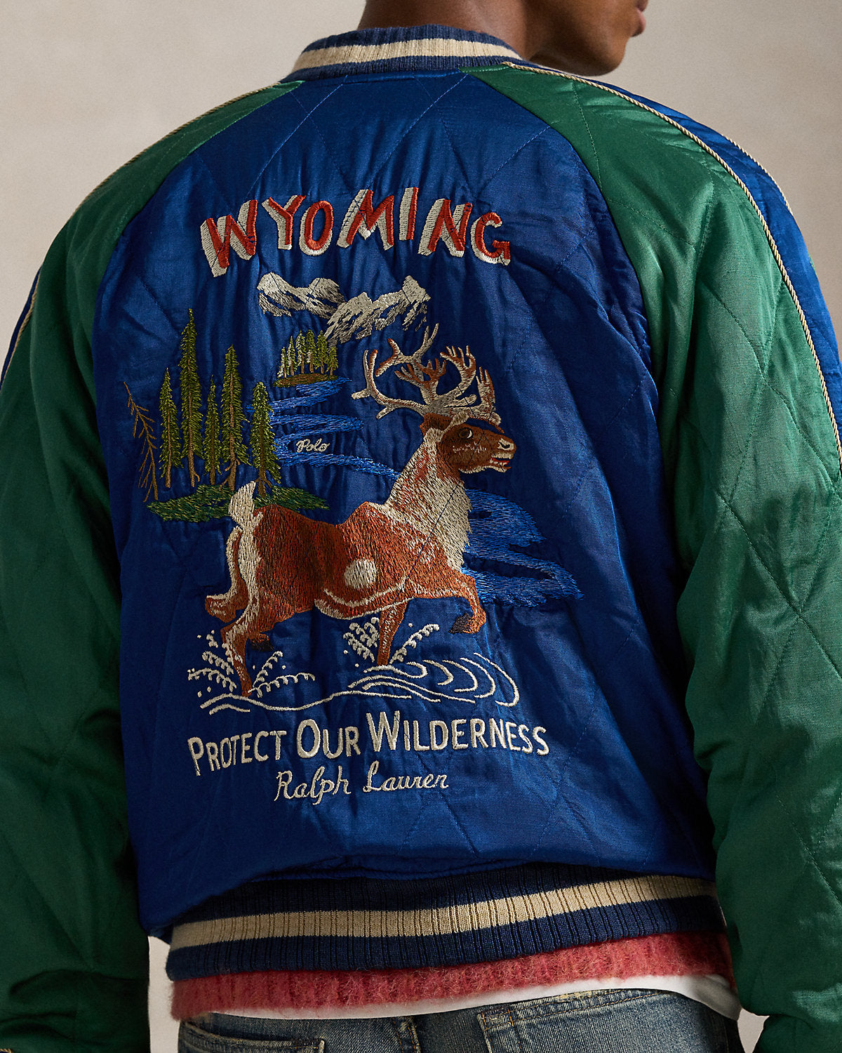 Ralph Lauren Embroidered Satin Flight Jacket