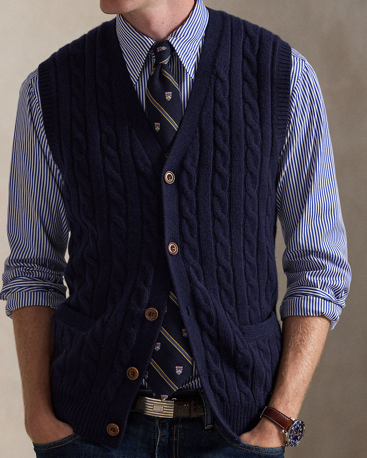 Ralph Lauren CableKnit WoolCashmere Sweater Vest