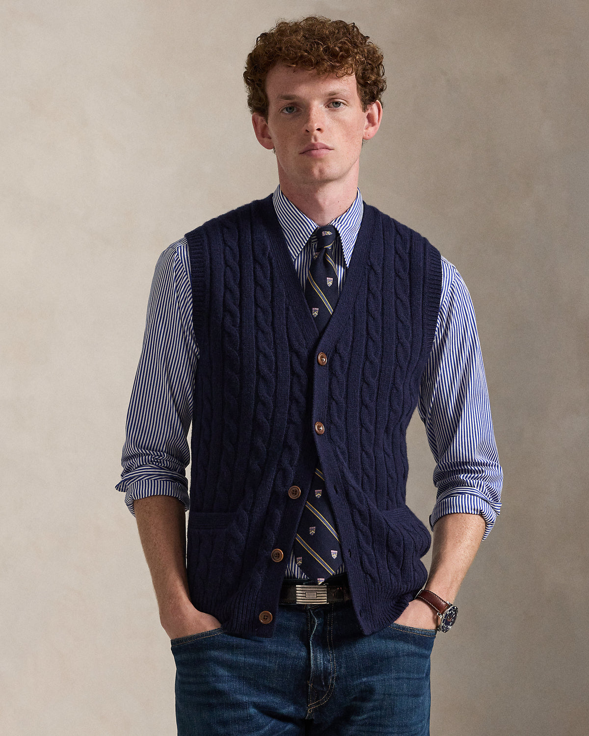 Ralph Lauren CableKnit WoolCashmere Sweater Vest