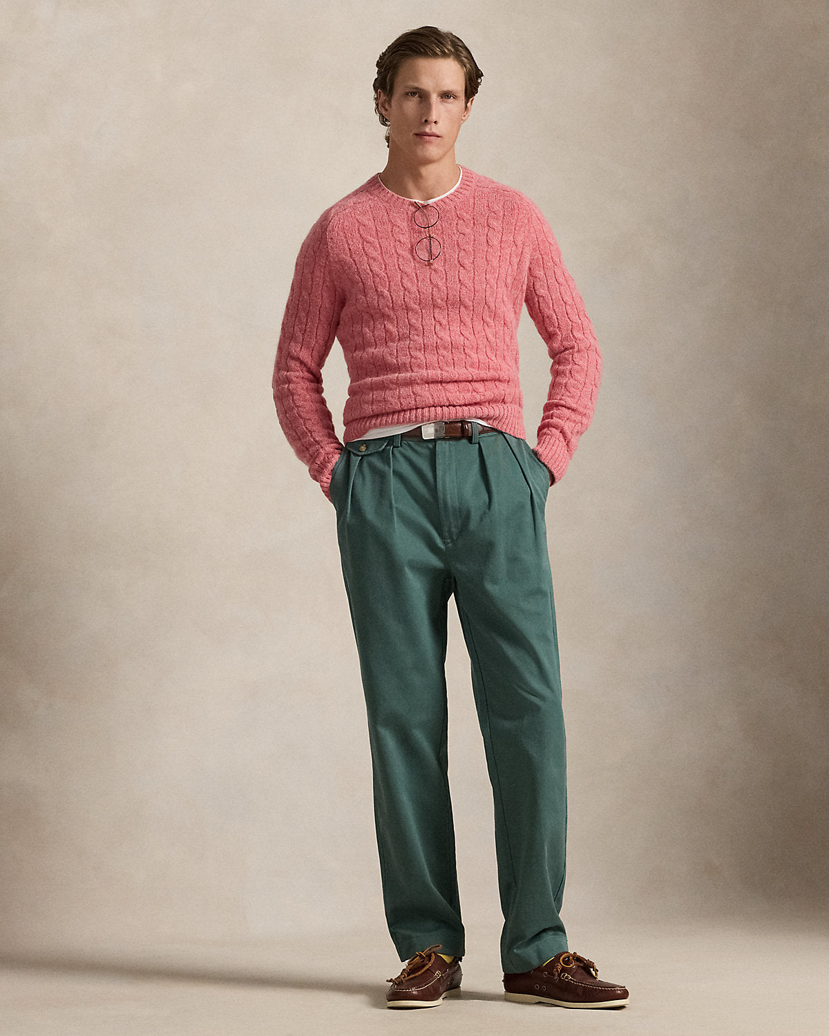 Ralph Lauren SuedePatch CableKnit Sweater