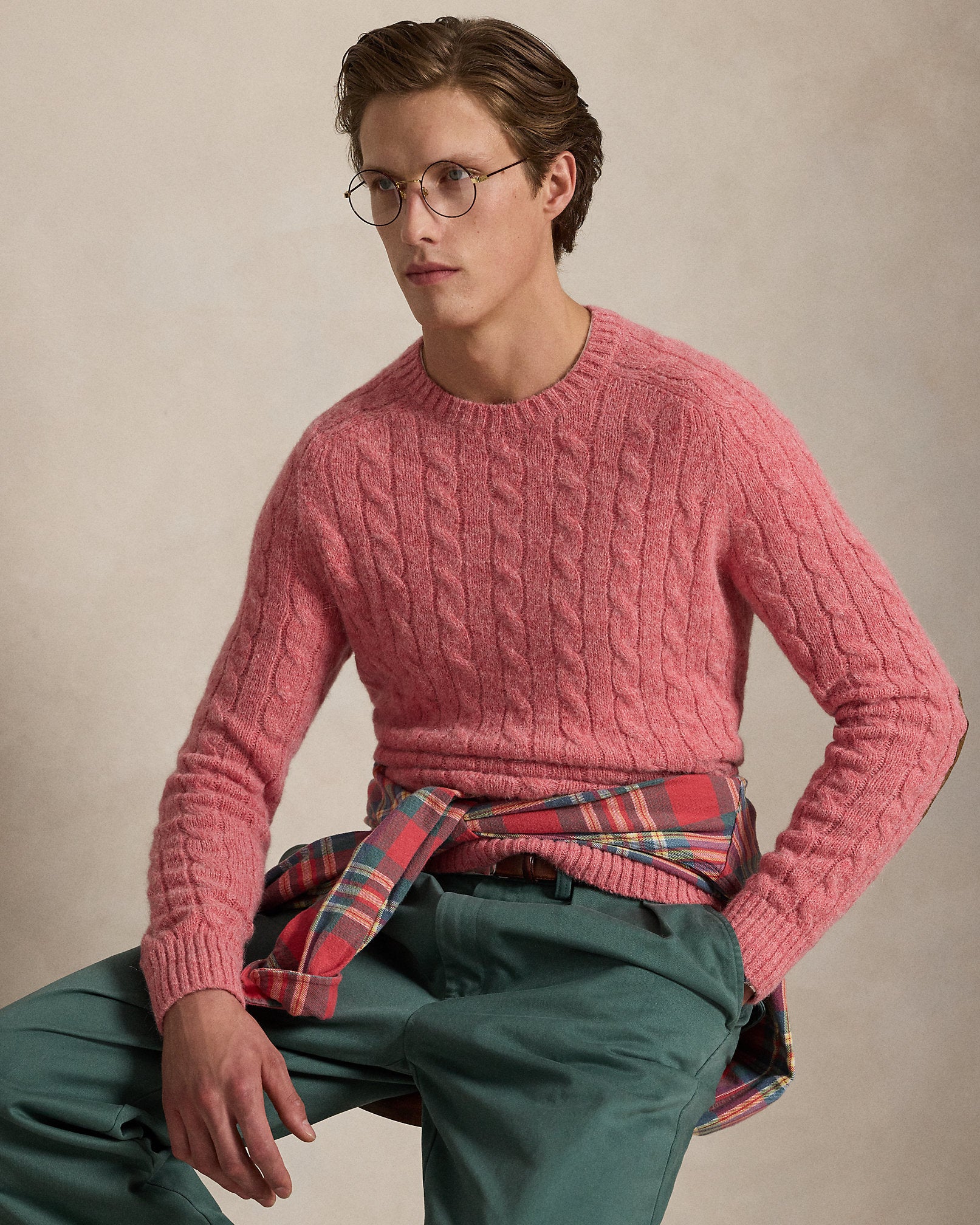 Ralph Lauren SuedePatch CableKnit Sweater