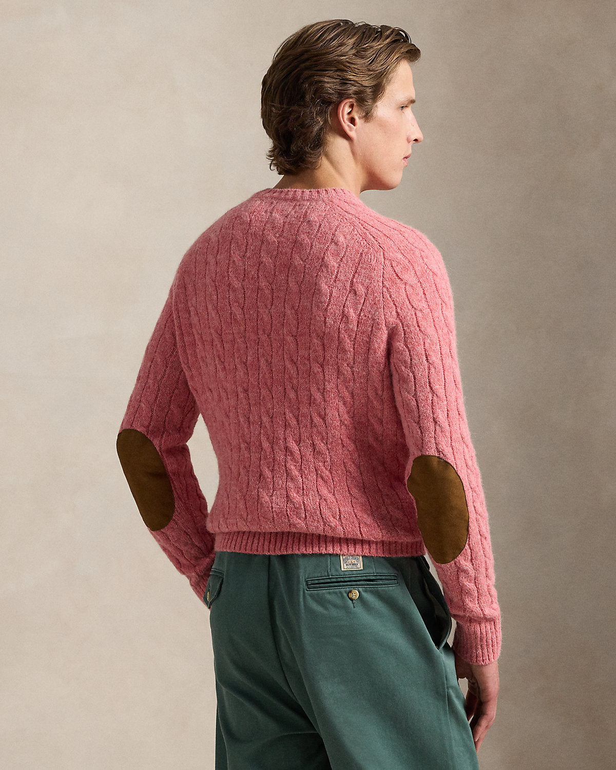 Ralph Lauren SuedePatch CableKnit Sweater