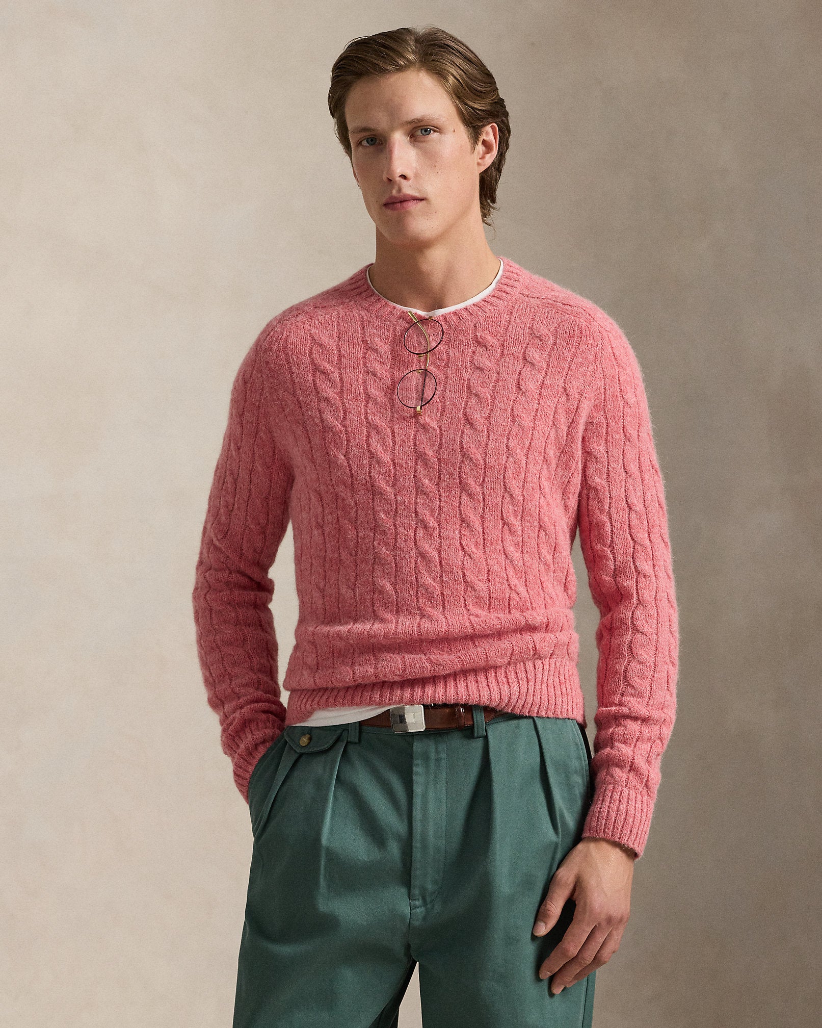 Ralph Lauren SuedePatch CableKnit Sweater