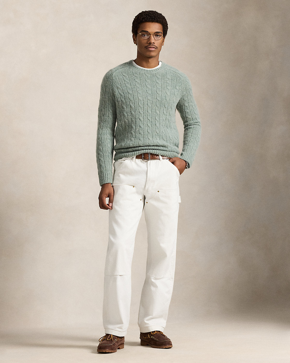 Ralph Lauren SuedePatch CableKnit Sweater