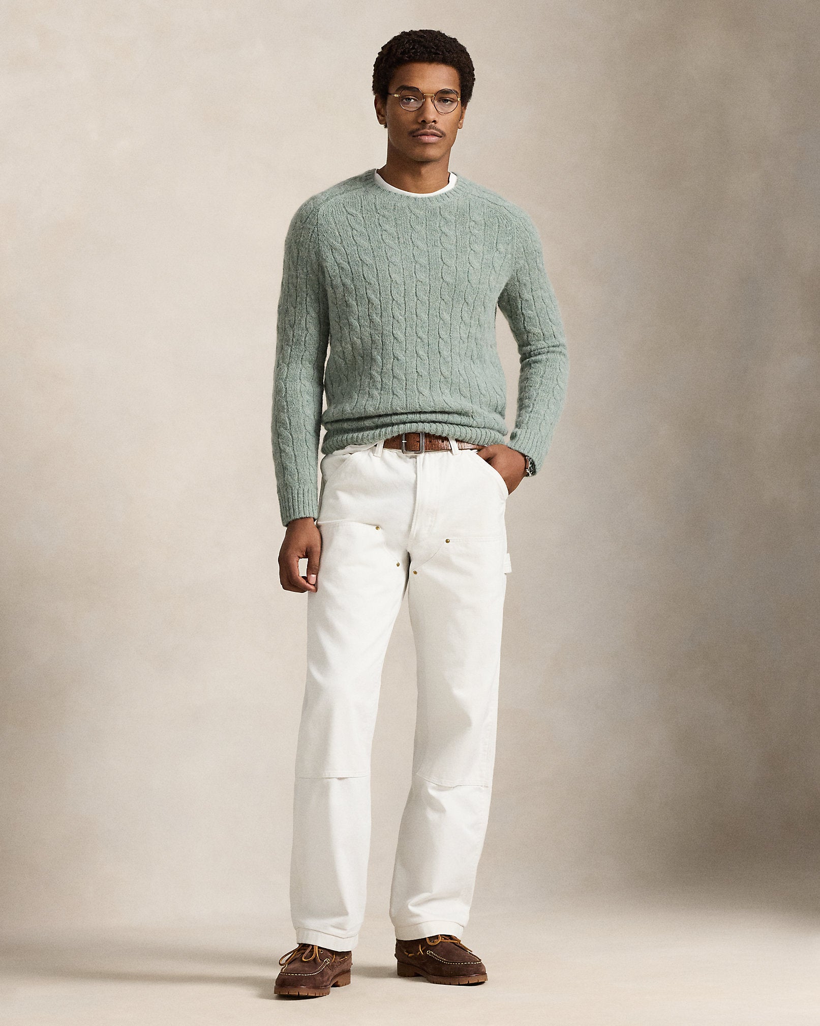 Ralph Lauren SuedePatch CableKnit Sweater