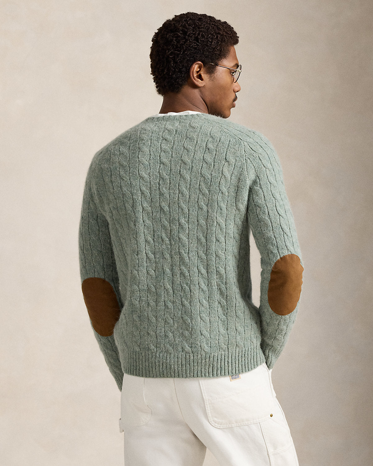 Ralph Lauren SuedePatch CableKnit Sweater