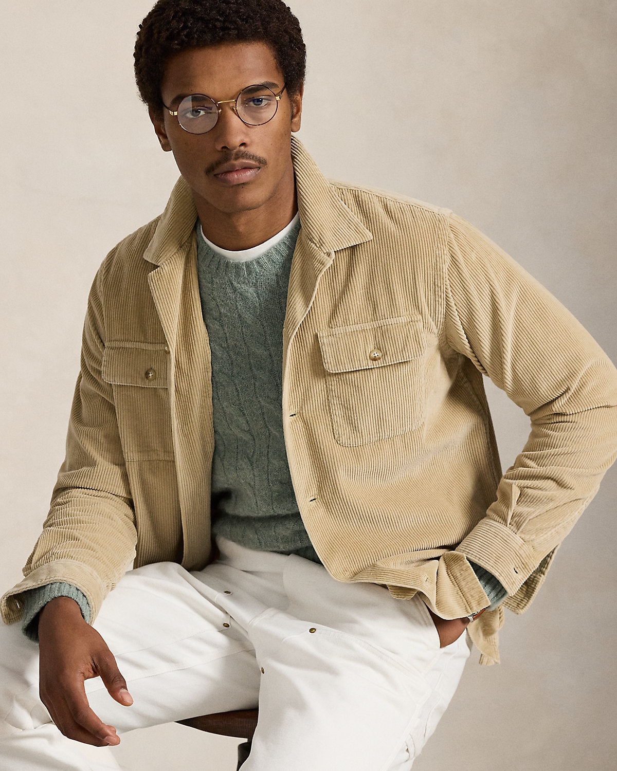Ralph Lauren SuedePatch CableKnit Sweater