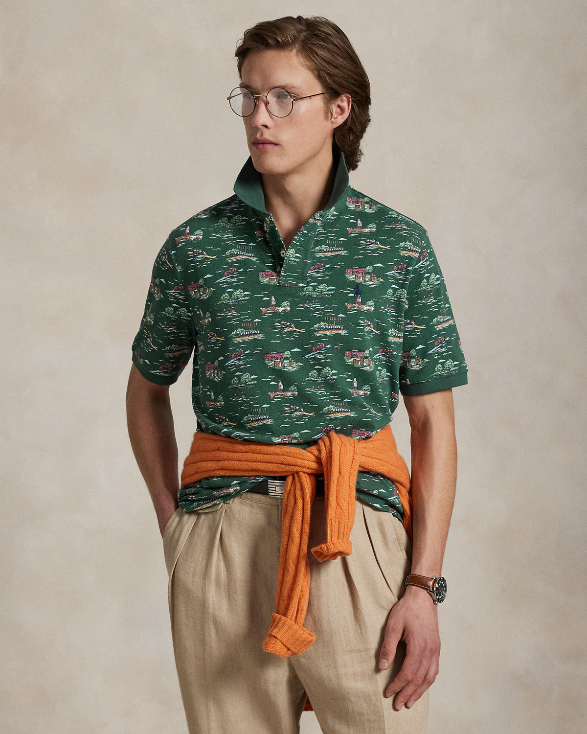 Ralph Lauren Classic Fit ScenicPrint Mesh Polo Shirt