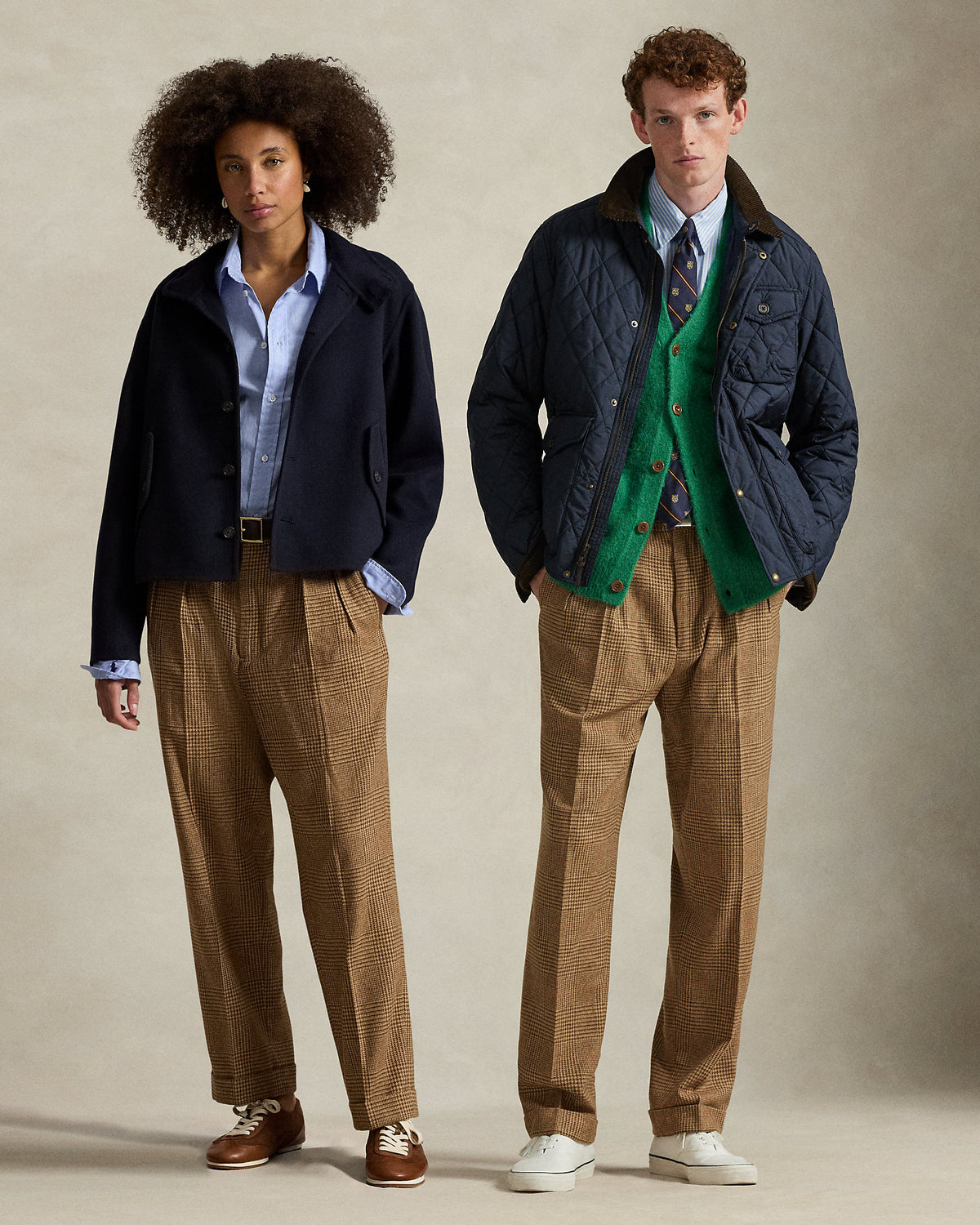 Ralph Lauren Whitman Relaxed Glen Plaid Pleated Pant