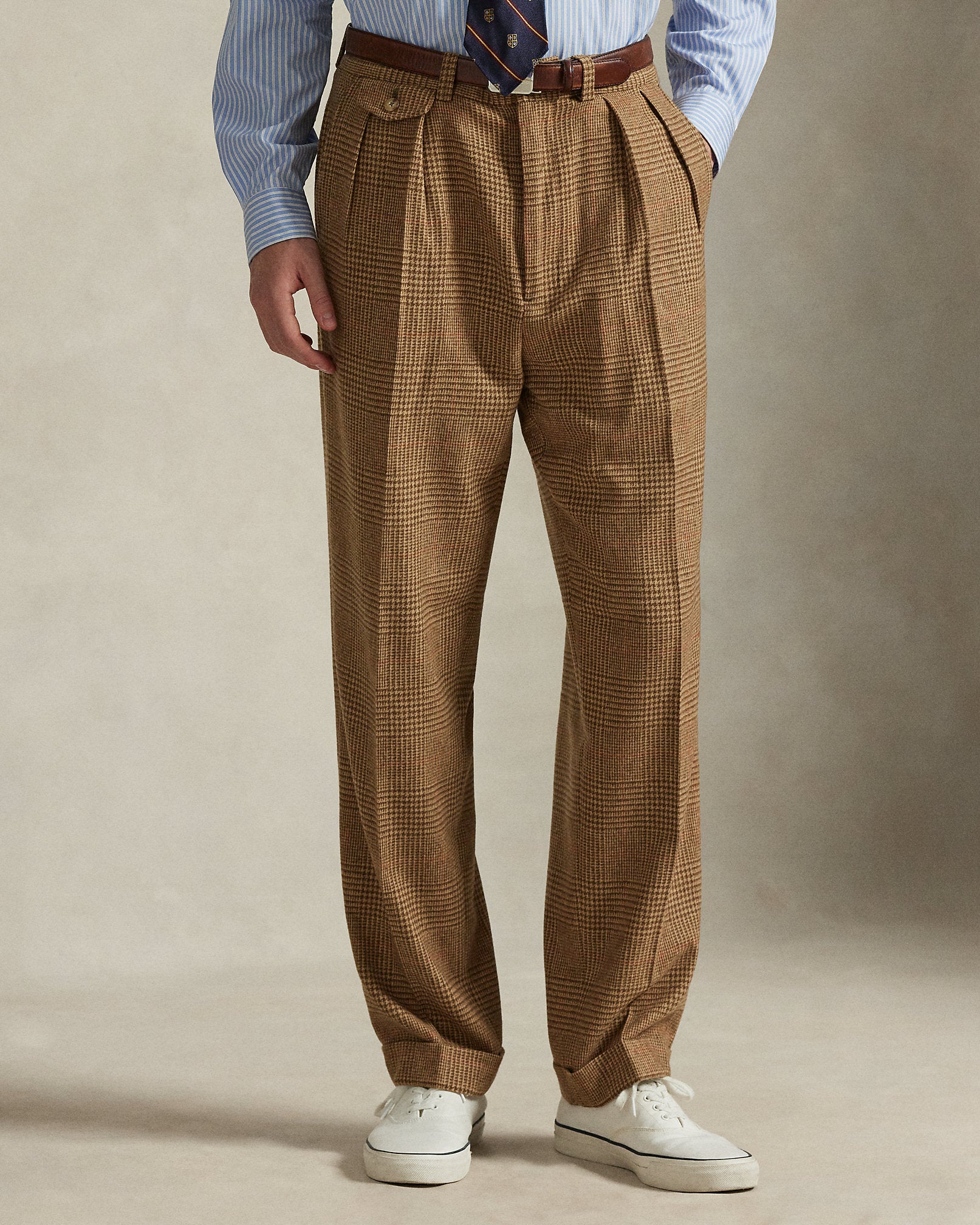 Ralph Lauren Whitman Relaxed Glen Plaid Pleated Pant