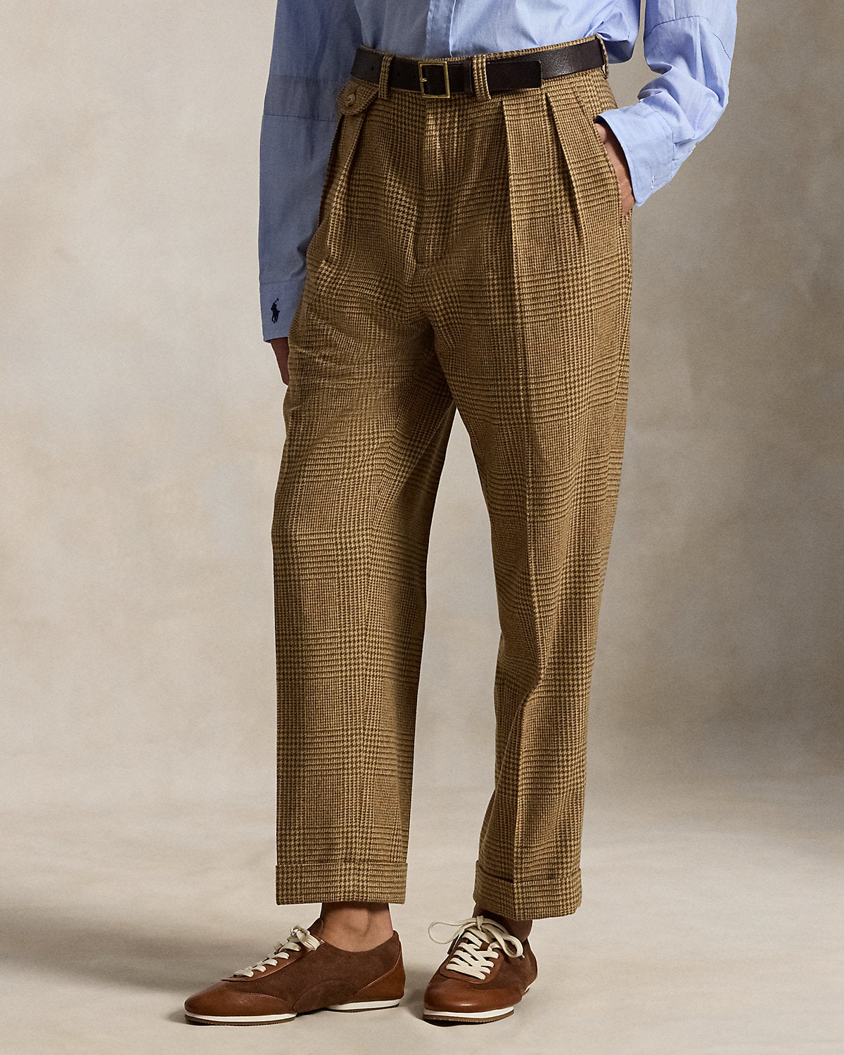 Ralph Lauren Whitman Relaxed Glen Plaid Pleated Pant