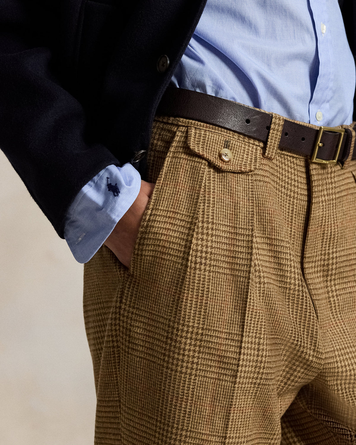 Ralph Lauren Whitman Relaxed Glen Plaid Pleated Pant