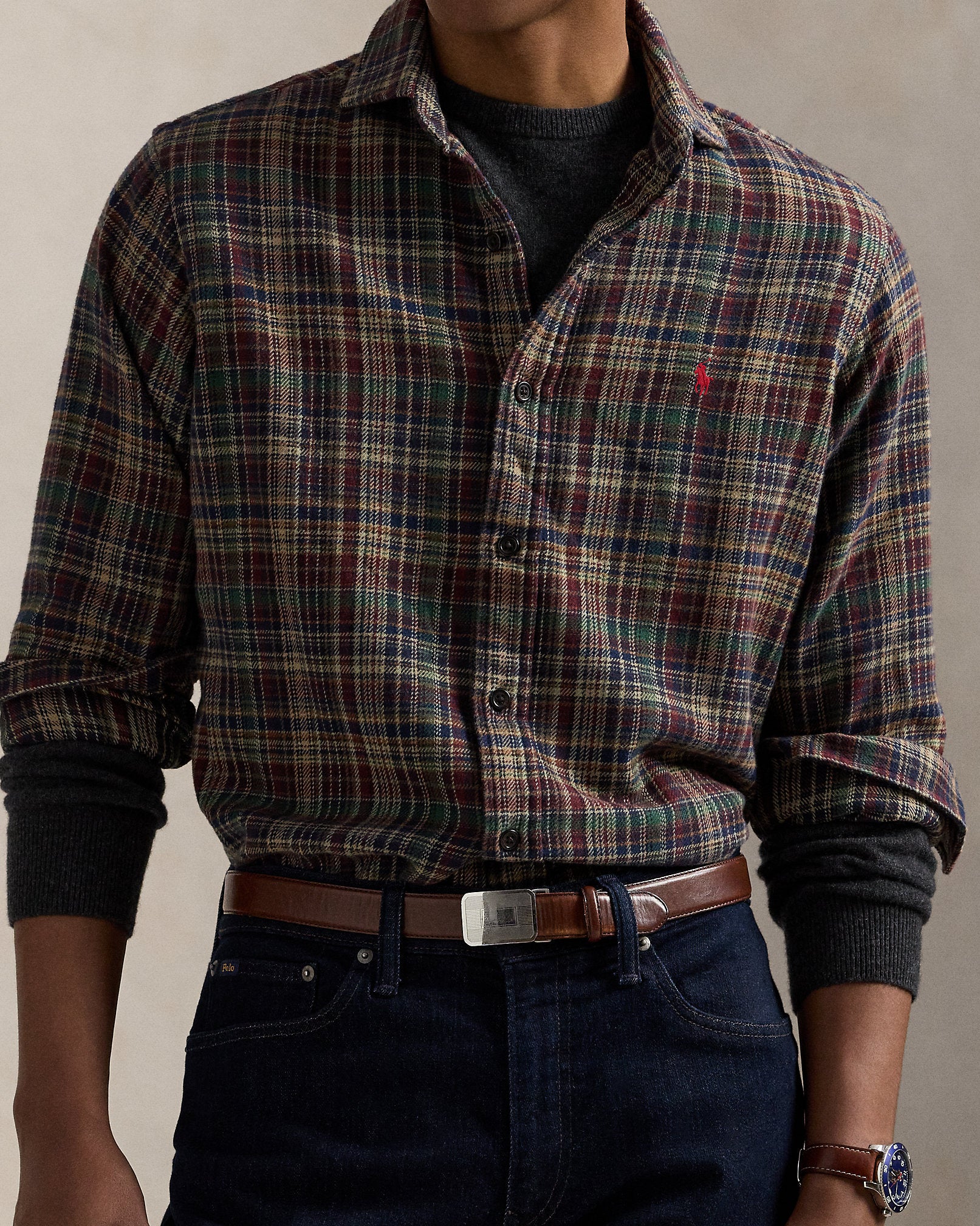 Ralph Lauren Classic Fit Plaid Brushed Flannel Shirt