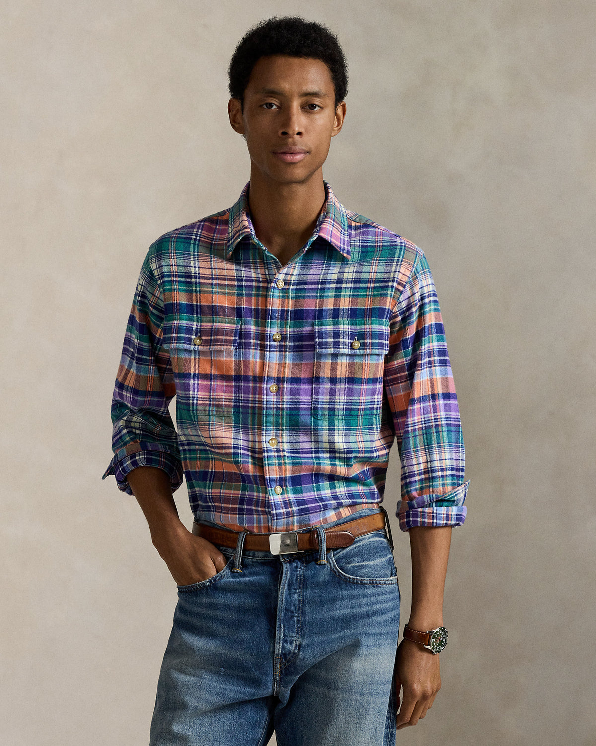 Ralph Lauren Classic Fit Plaid Brushed Twill Shirt