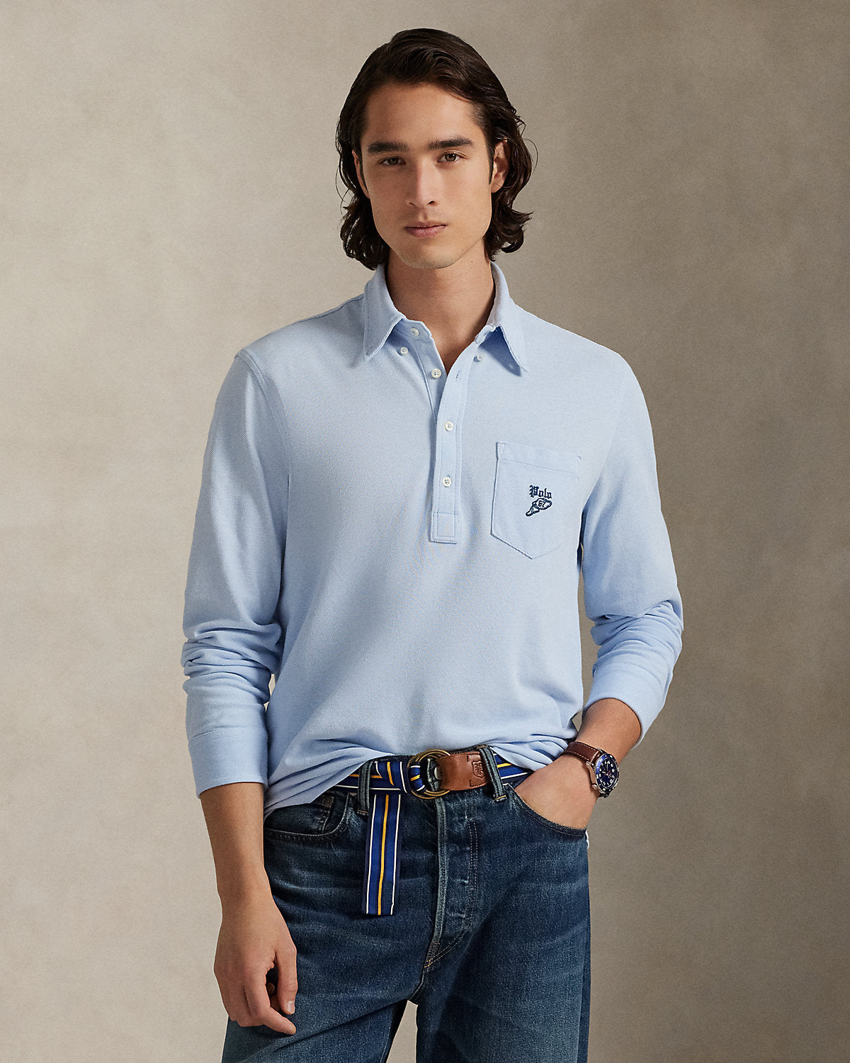 Ralph Lauren Classic Fit Embroidered Mesh Polo Shirt