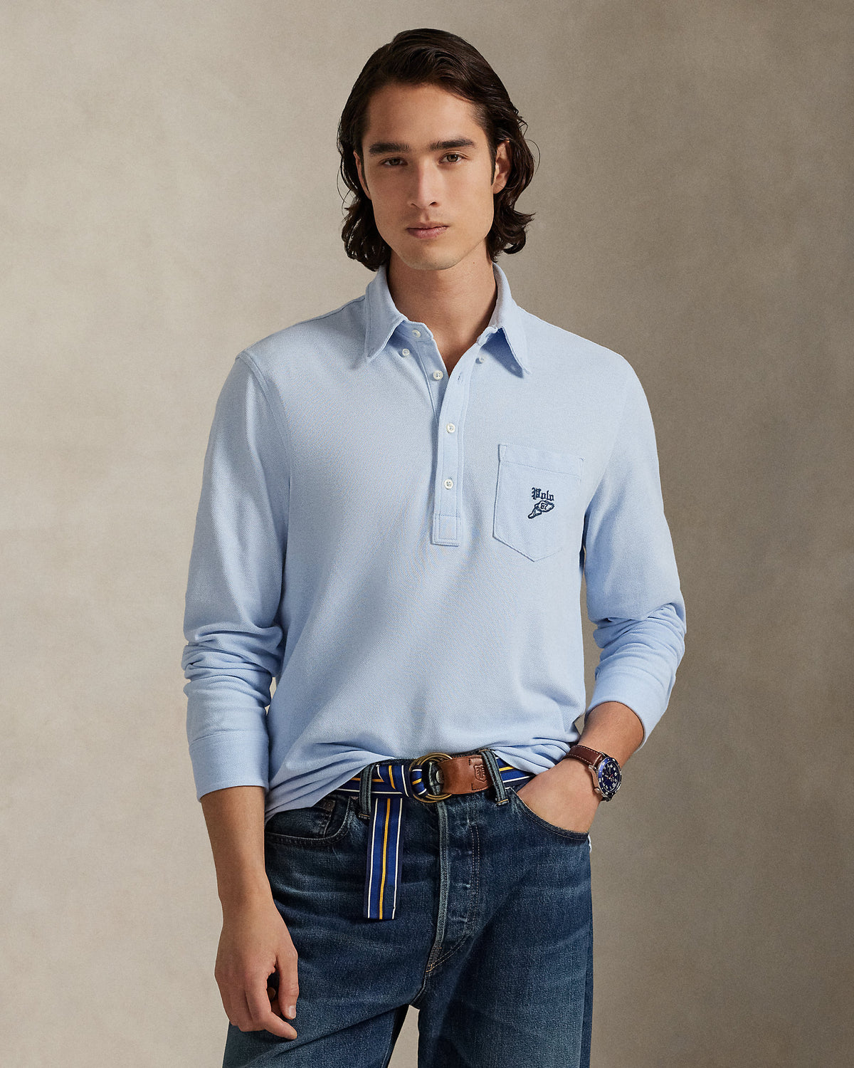 Ralph Lauren Classic Fit Embroidered Mesh Polo Shirt