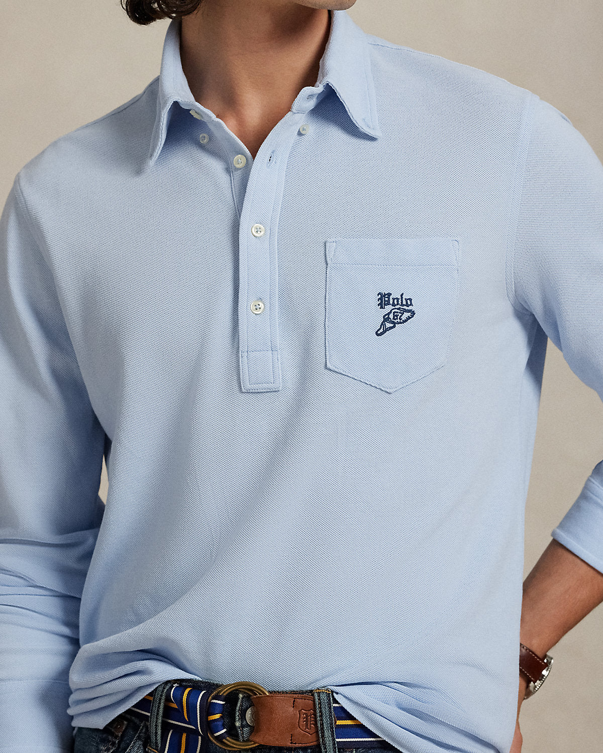 Ralph Lauren Classic Fit Embroidered Mesh Polo Shirt