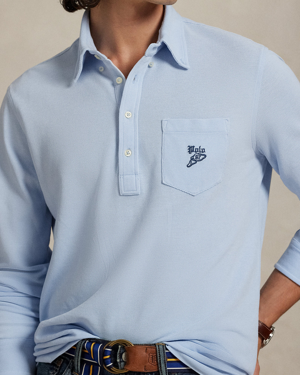 Ralph Lauren Classic Fit Embroidered Mesh Polo Shirt