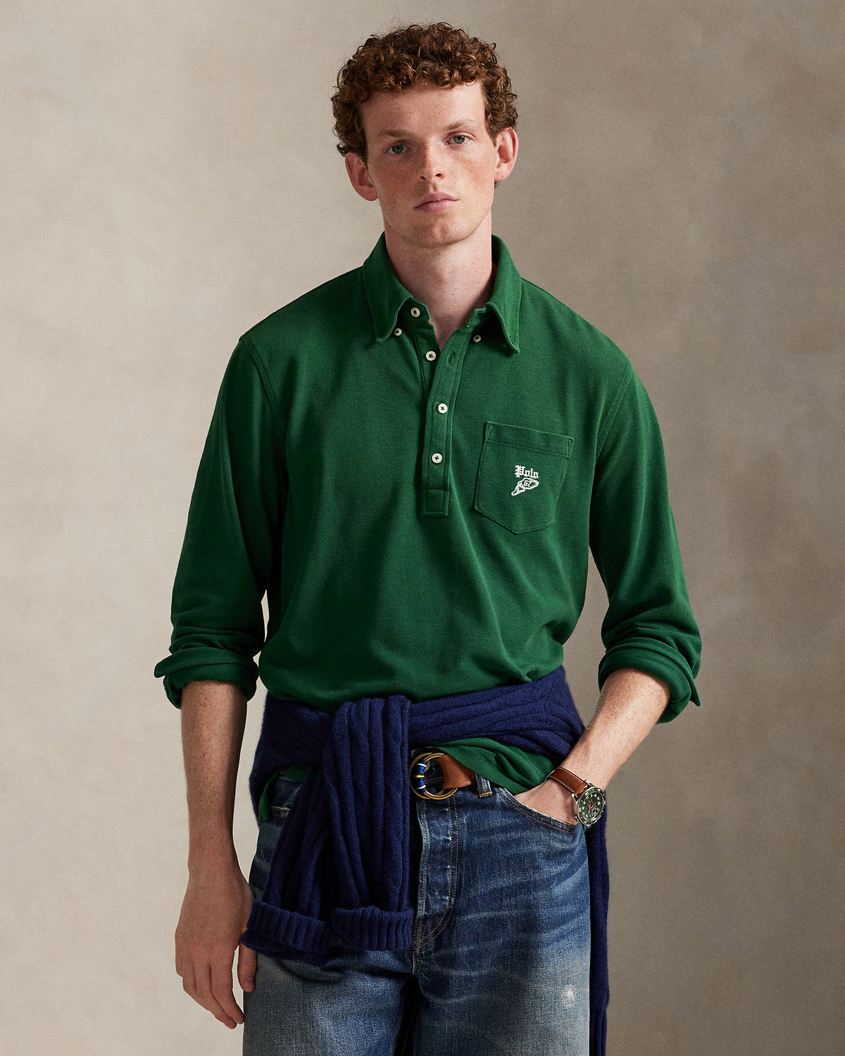 Ralph Lauren Classic Fit Embroidered Mesh Polo Shirt